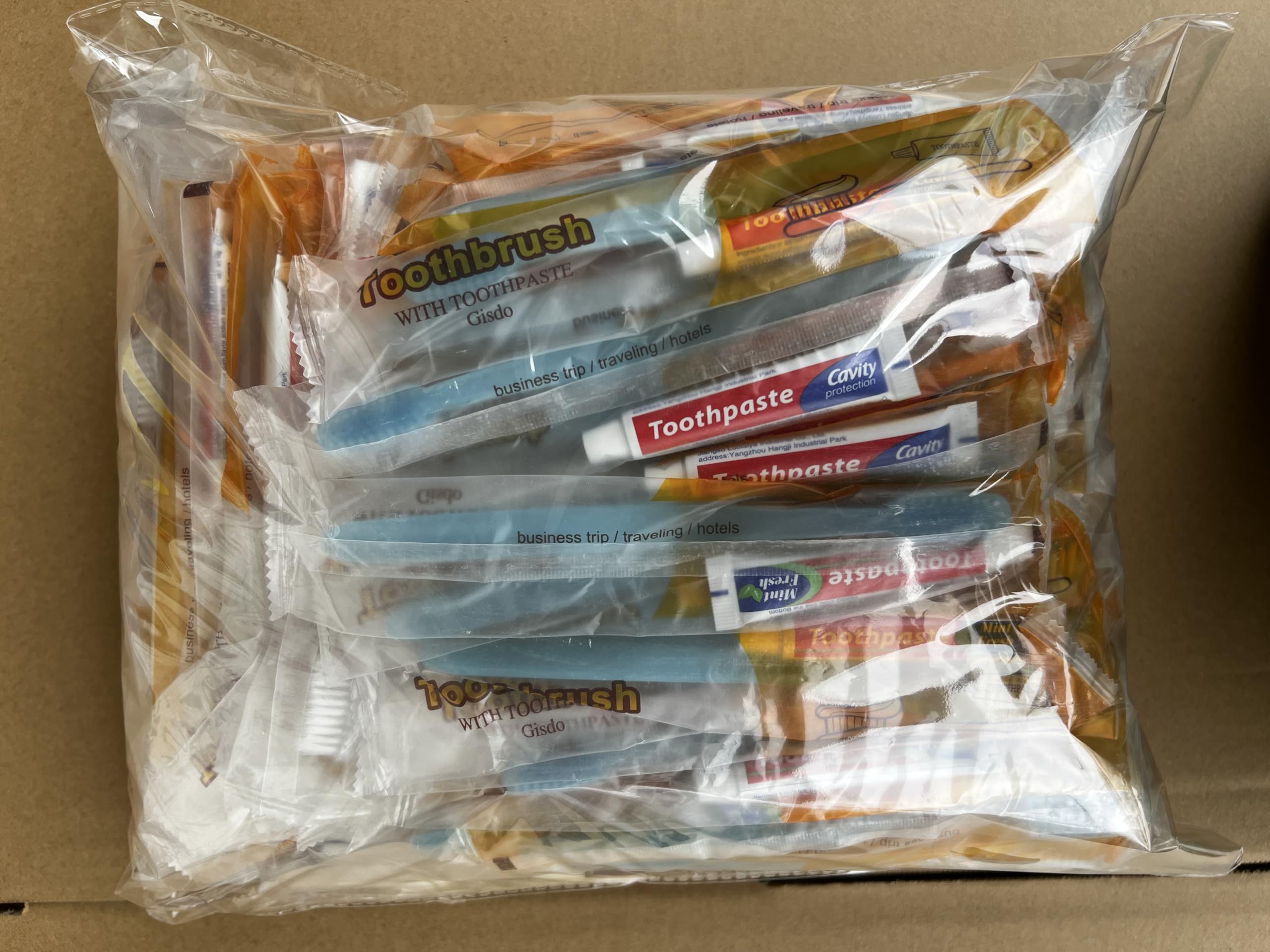 100 Pack Disposable Toothbrushes with Toothpaste & Soap - Individually Wrapped Travel Toothbrushes (Blue/White) & 100 Mini Bar Soaps (0.5 oz) - Perfect for Hotels, Camping, Emergency Kits & Airplane Travel