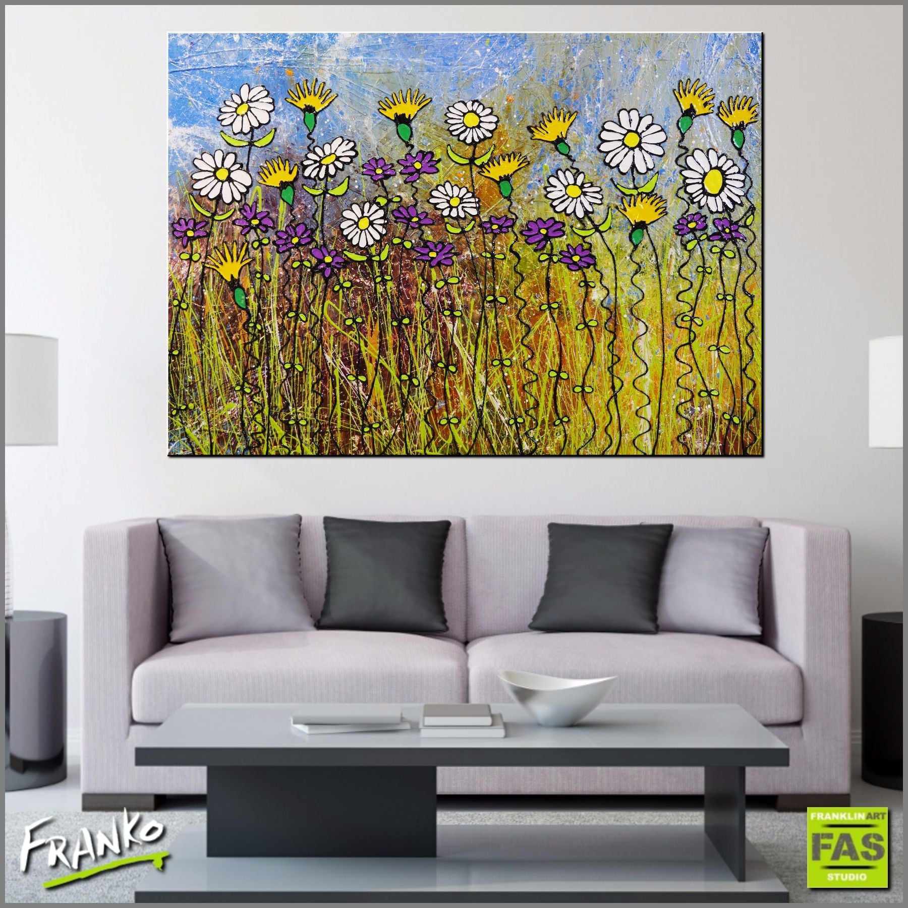 Desert Bloom 140cm x 100cm Floral Canvas Painting - Handmade Wall Art for Living Room, Bedroom & Office Decor