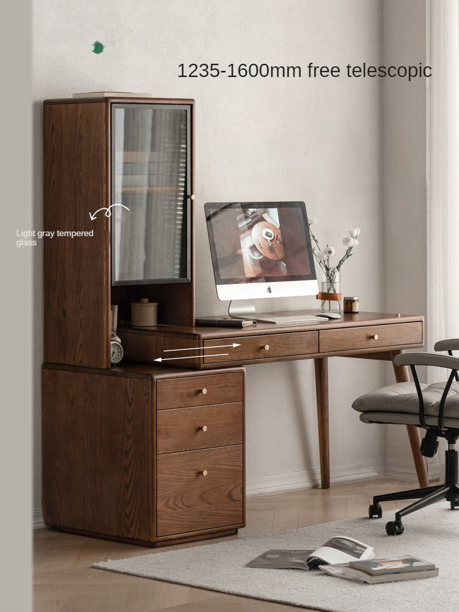 Premium Black Walnut & Ash Solid Wood Adjustable Height Modern Office Desk - Perfect for Home Office, Study Room & Workspace