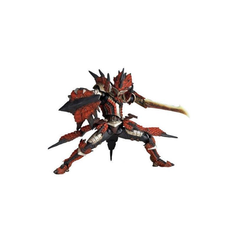 Amazing Yamaguchi Revoltech Action Figure - Monster Hunter Blademaster Male (Rathalos/Liolaeus Armor Set) | Highly Articulated Collectible for Display & Gaming Enthusiasts