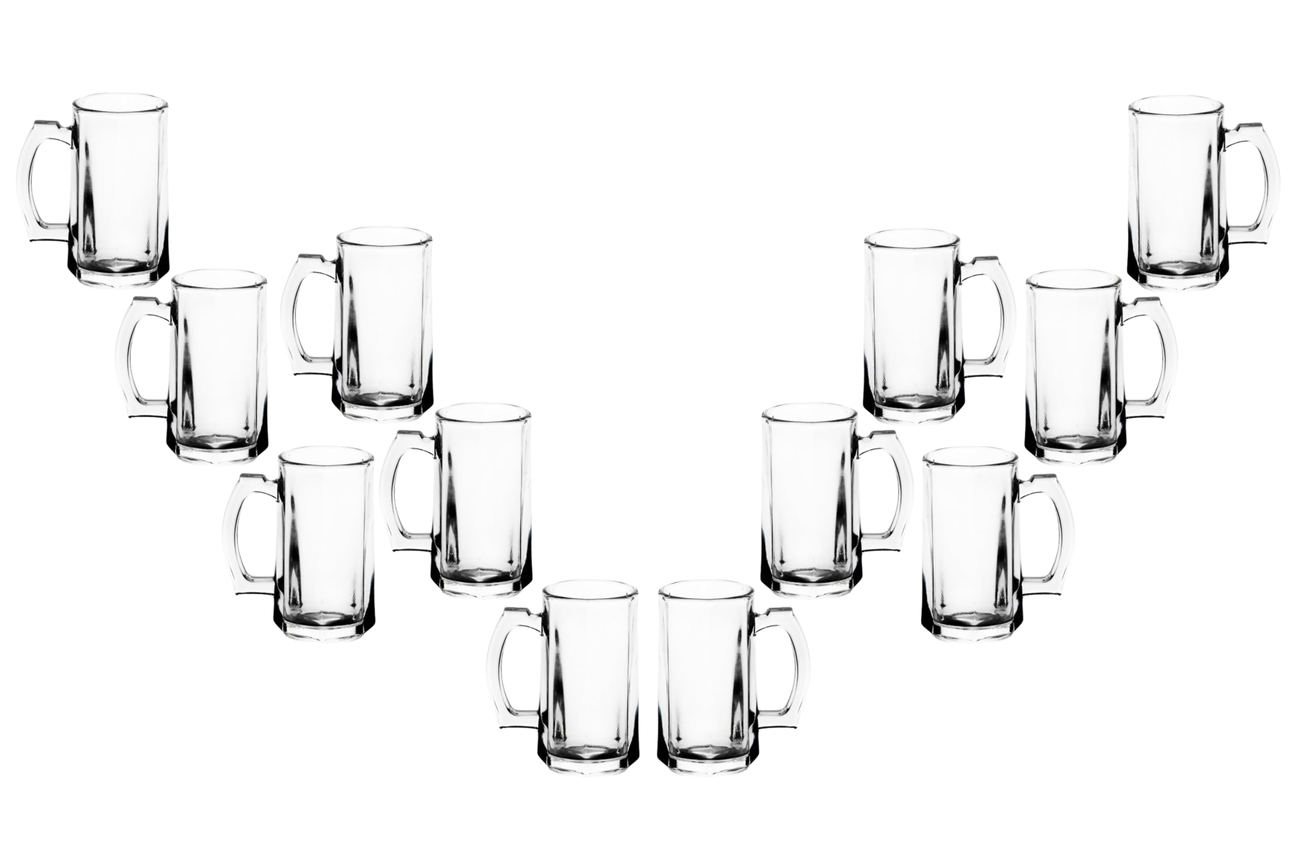 Premium 12-Piece Beer Glass Set - 14oz Clear Glass Mugs with Handles for American Ales, Scottish Ales & Root Beer | Durable Barware for Home Bars, Pubs & Parties | Perfect Gift for Beer Lovers