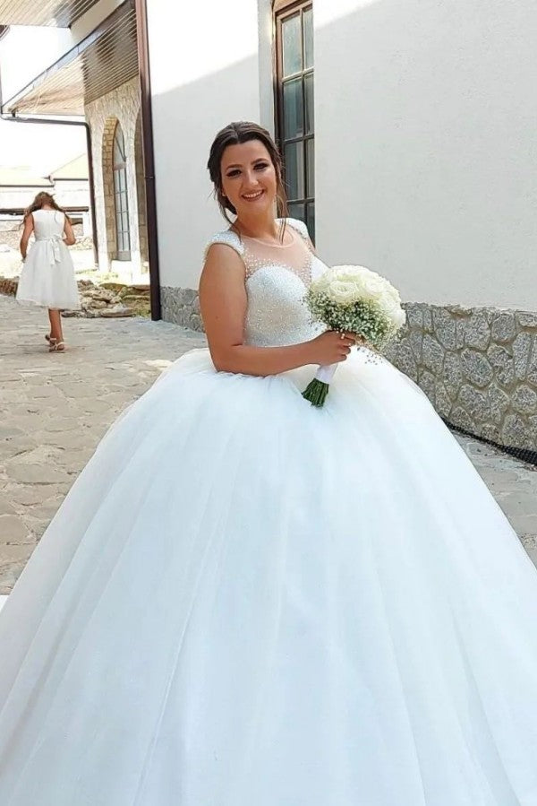 Stunning Princess Long Sequined Sleeveless Wedding Dress – Elegant Bridal Gown for Church Ceremony, Beach Wedding & Formal Reception