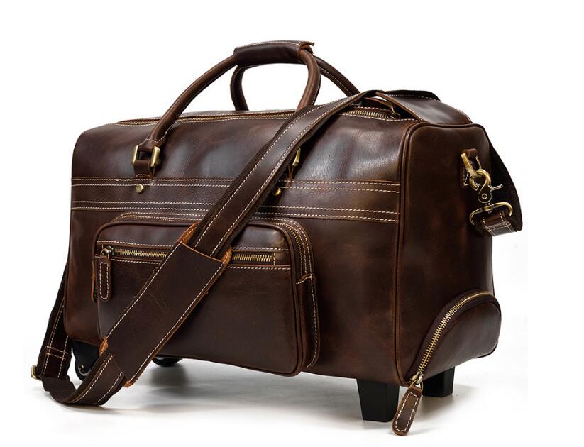 Premium Genuine Leather Weekender Duffle Bag for Men - Stylish & Durable Travel Duffel with Spacious Compartments - Perfect for Gym, Business Trips & Weekend Getaways