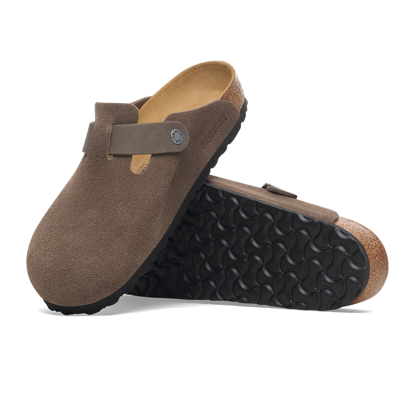Birkenstock Boston Clog for Men - Comfortable Suede Leather Sandals in Concrete Gray/Iron | Slip-Resistant Sole | Perfect for Casual Wear, Home & Office