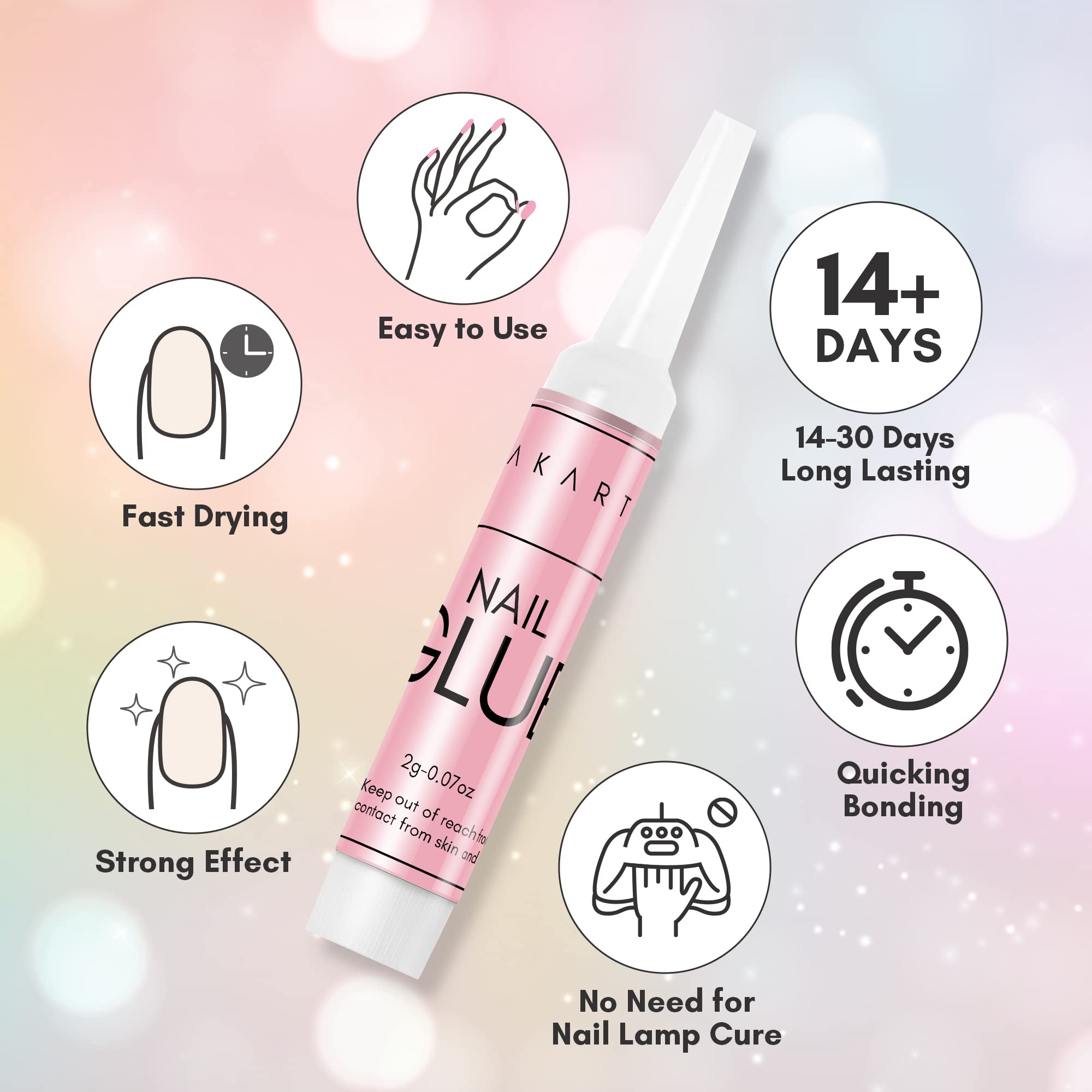 Makartt Super Strong Nail Glue - Professional Nail Adhesive for Acrylic Nails, Press On Nails & Nail Tips - Long Lasting Fake Nails Glue for Broken Nail Repair (0.07oz, 40Pcs) - Perfect for Salon, Home Manicures & Nail Extensions