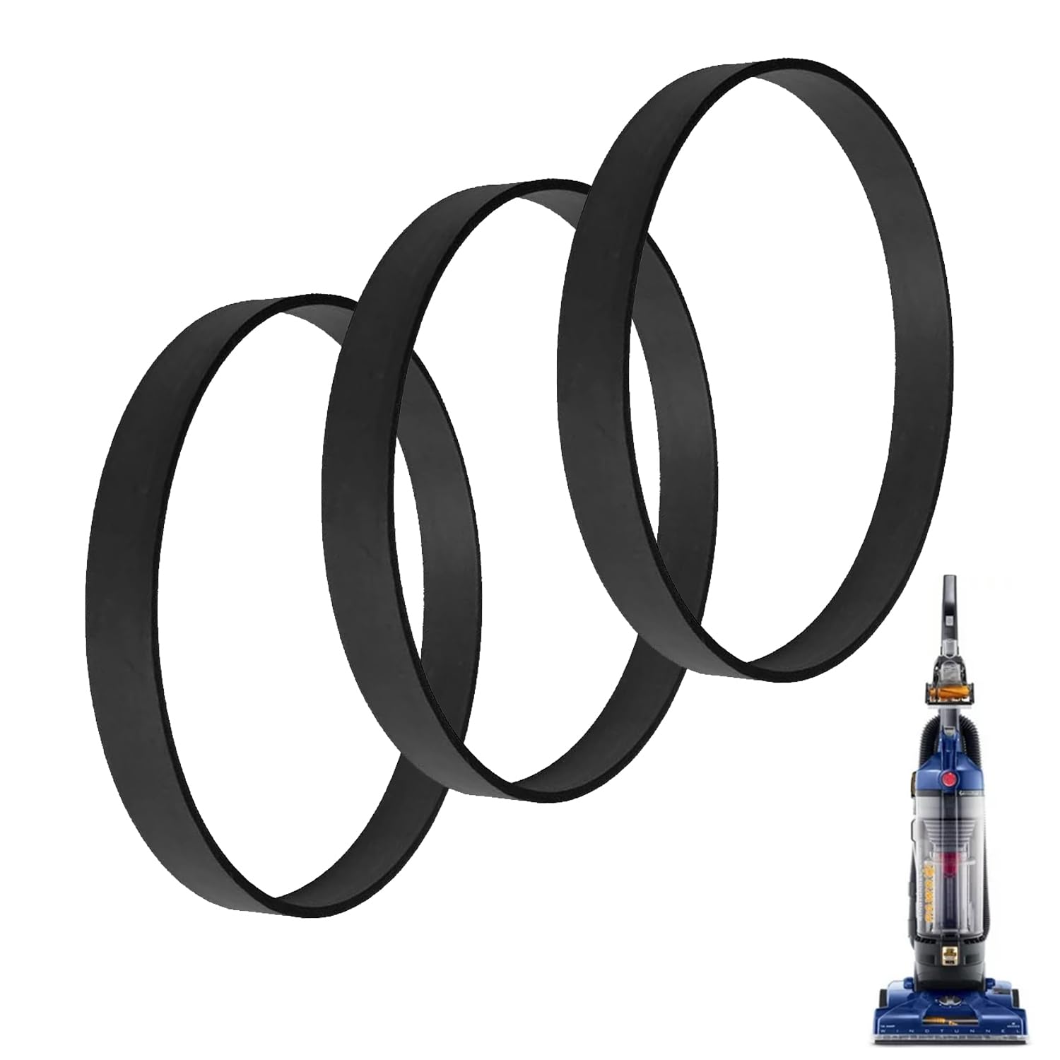 3-Pack Hoover WindTunnel Vacuum Cleaner Replacement Belts (562932001) - Compatible with Models 562932001, 38528-033, Ah20080 & Ubramac - Durable Vacuum Accessory for Deep Cleaning Carpets & Floors