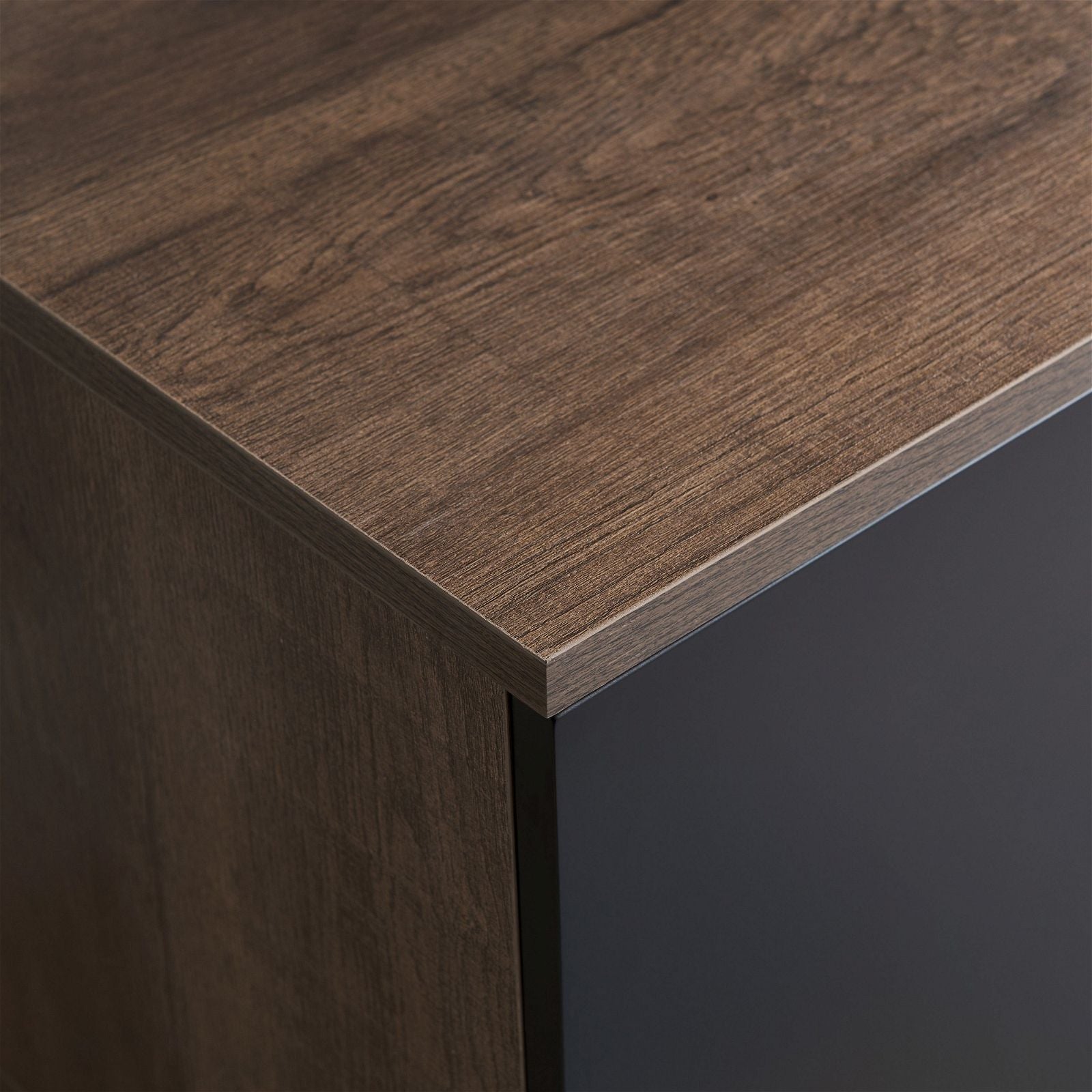 DELUX 200cm TV Stand with Storage, Dark Oak & Black Modern Entertainment Center by Tauris™ - Perfect for Living Room, Home Theater & Gaming Setup