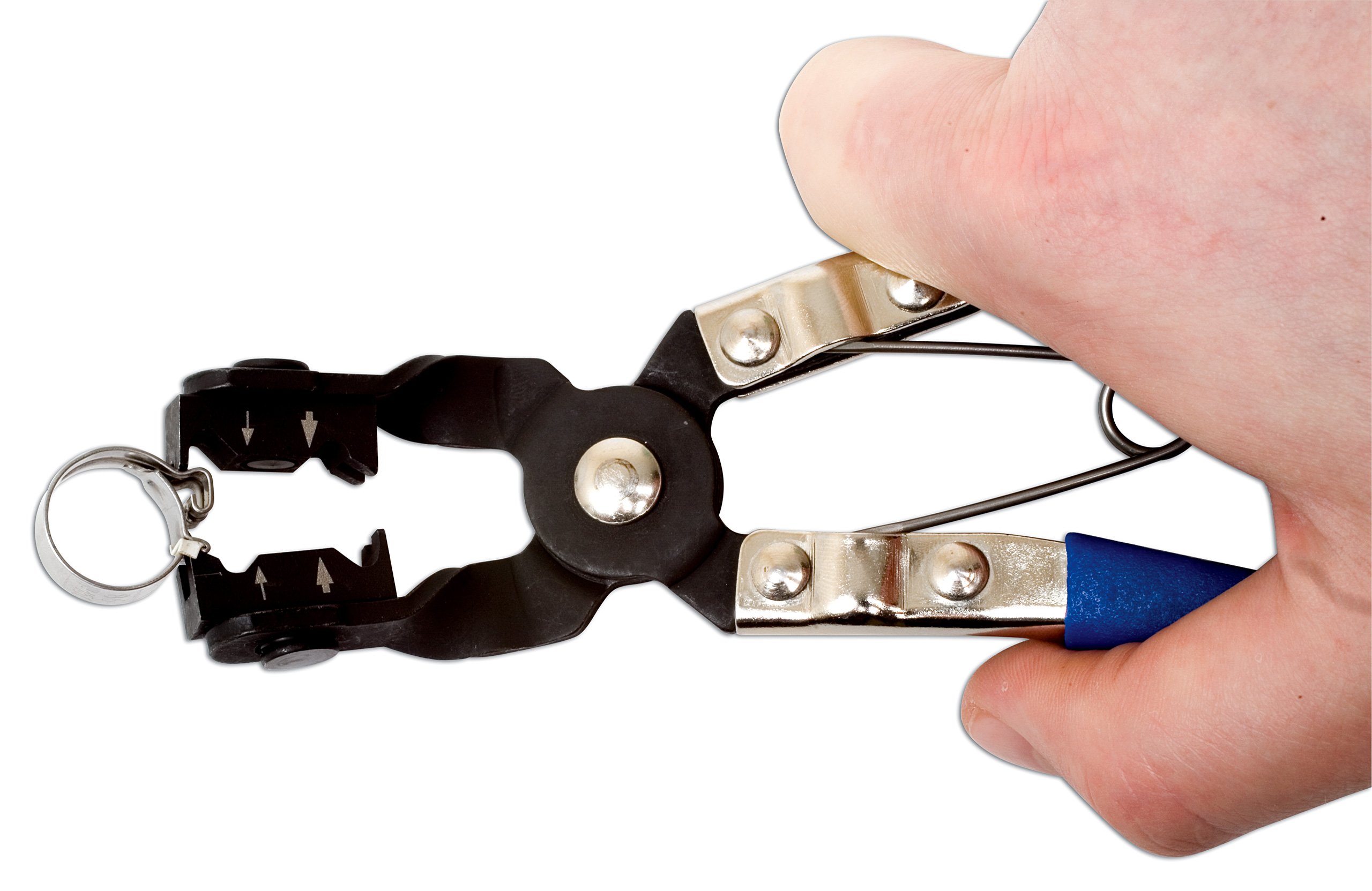 Laser 4231 Angled Swivel Jaw Hose Clamp Pliers - Heavy Duty Blue Hose Clamp Removal Tool for Automotive, Plumbing & HVAC Repairs