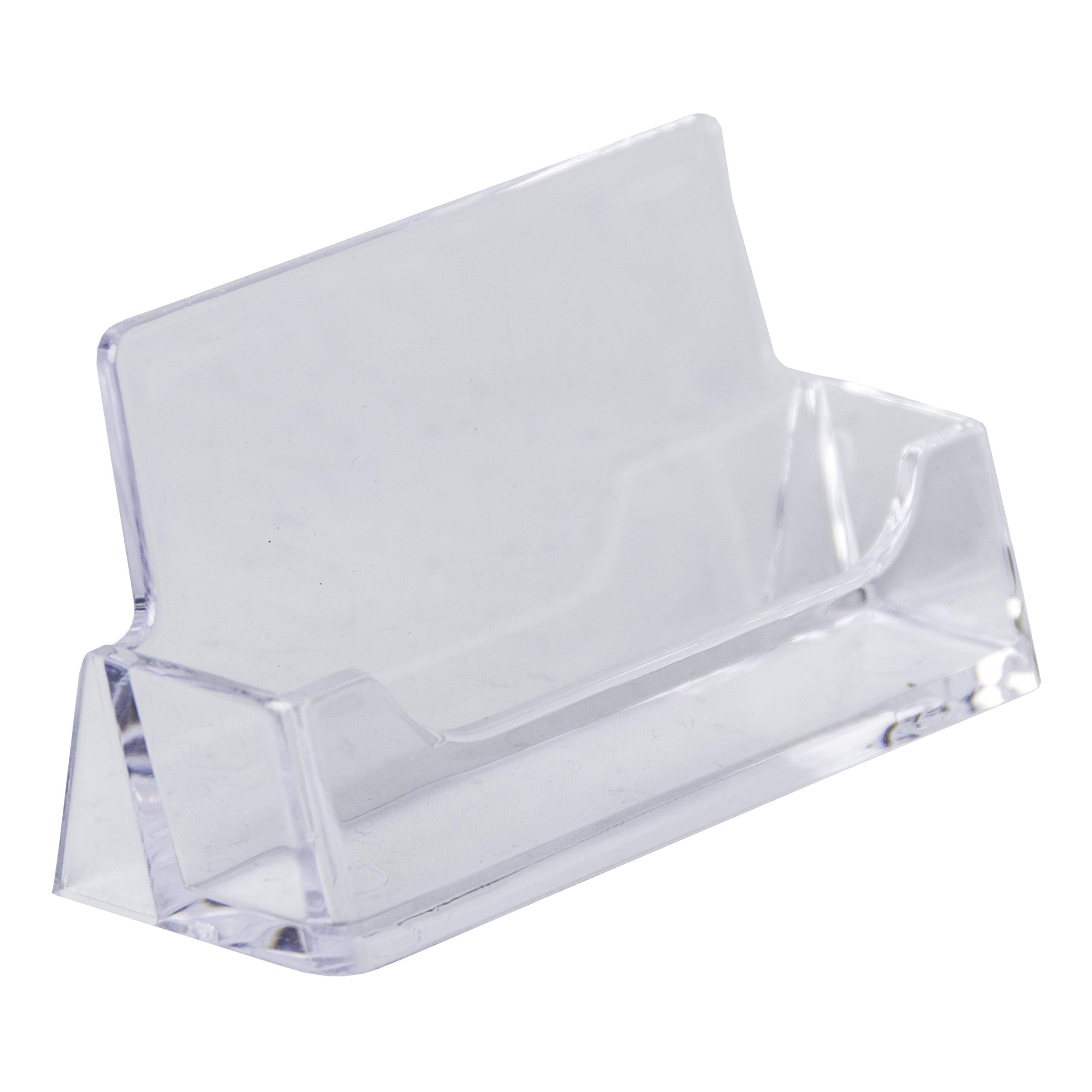 Clear Acrylic Horizontal Business Card Holder - 3.5x2 Inch Desk Organizer for Office, Reception & Retail - Bulk Pack of 250 Plastic Card Display Stands - Perfect for Countertops, Trade Shows & Professional Settings