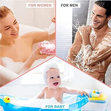 Exfoliating Silicone Body Brush for Shower & Bath - Double Sided Massage Scrubber for Baby, Kids, Men & Women - Gentle Skin Cleansing & Back Scrubber - Perfect for Sensitive Skin & Spa Days