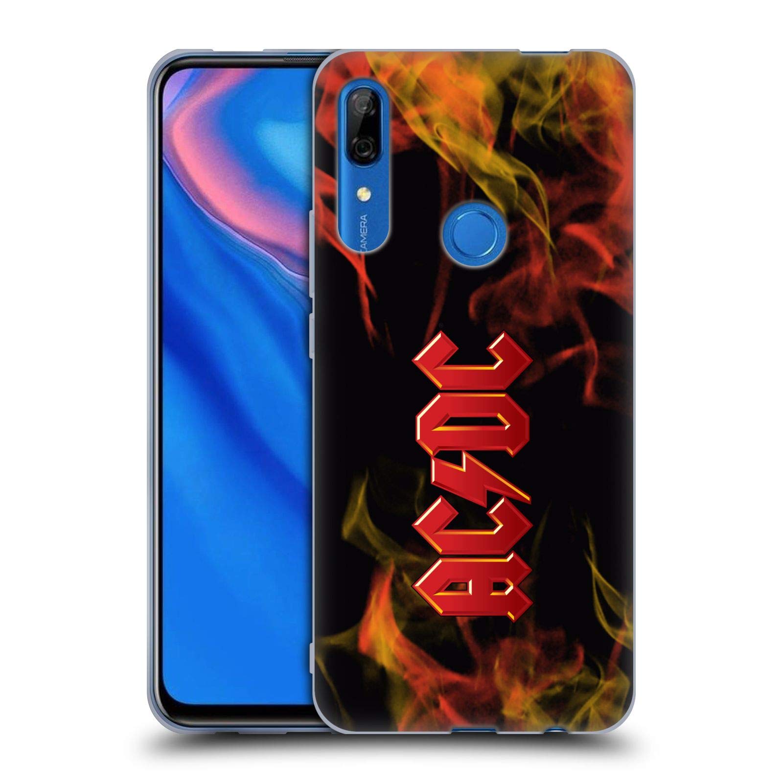 Official AC/DC Fire Logo Soft Gel Case for Huawei P Smart Z/Y9 Prime - Shockproof Protective Phone Cover for Music Fans & Concert Goers