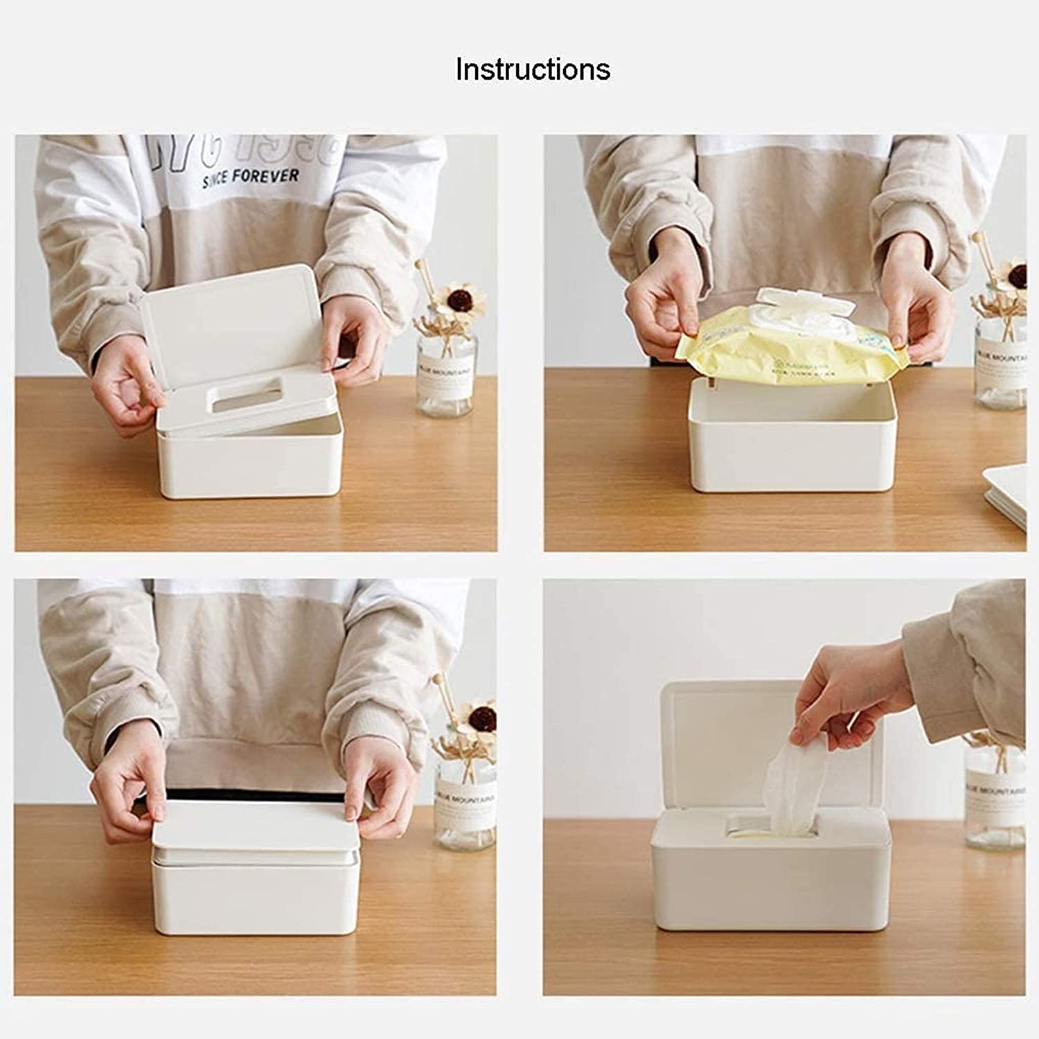 Plastic Wet Wipes Dispenser Box with Lid - Portable Storage Case for Baby Wipes, Napkins & Tissues | Bathroom, Nursery, Kitchen & Travel Organizer