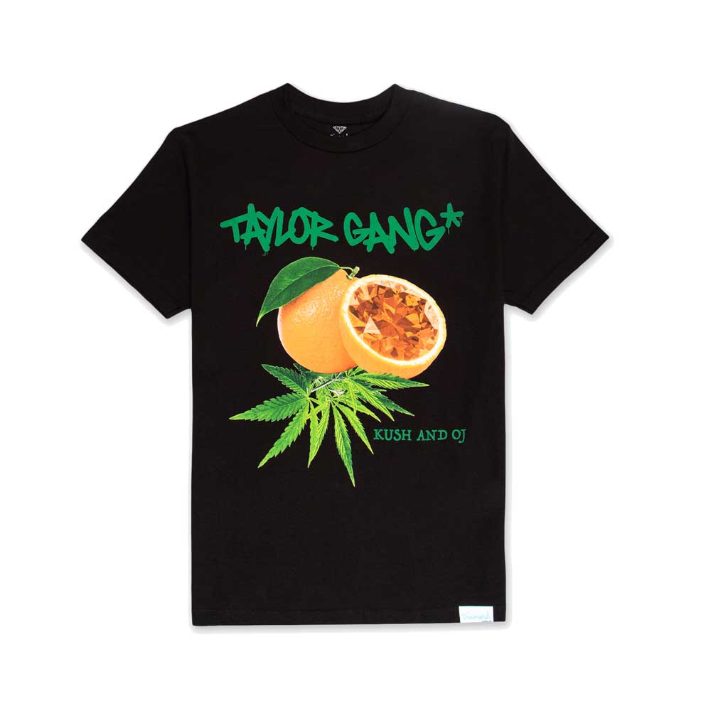 Diamond x Wiz Khalifa Orange & Kush Graphic T-Shirt - Black | Hip Hop Streetwear for Concerts & Casual Outfits