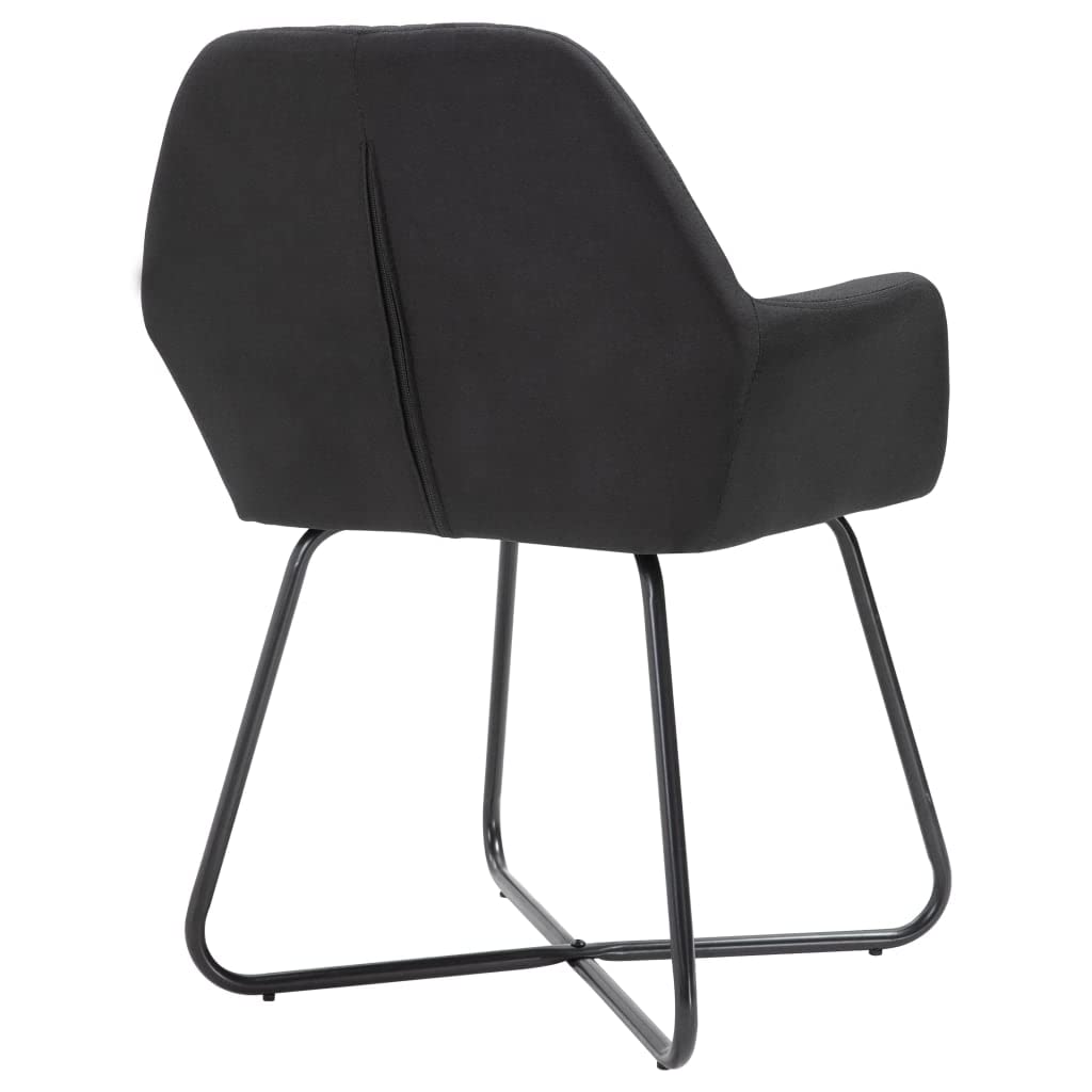 6-Piece Black Fabric Patio Dining Chairs Set - Outdoor Garden, Yard & Lawn Seating for Backyard, Poolside & BBQ Gatherings
