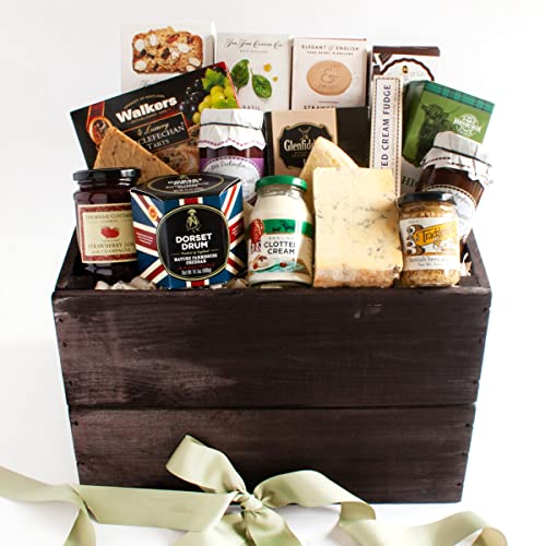 Premium British Luxury Gift Basket - Gourmet Food Hamper with Fine Cheese, Biscuits & Tea - Perfect for Holidays, Corporate Gifts & Special Occasions