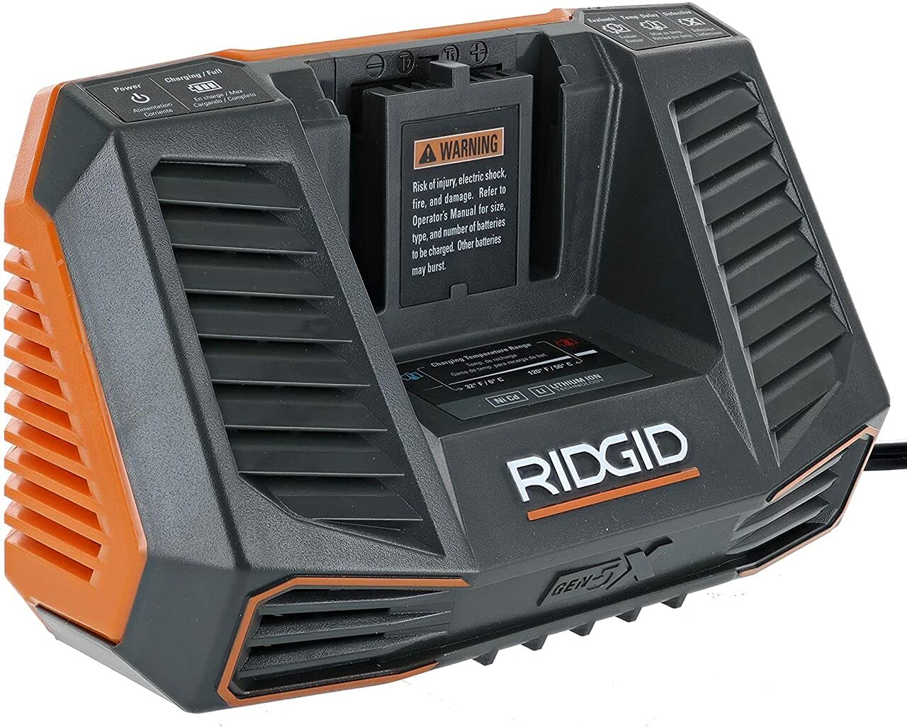 Ridgid OEM 140320002 Miter Saw Battery Charger R48607 - Fast Charging for Cordless Power Tools - Perfect for Woodworking & Construction Projects