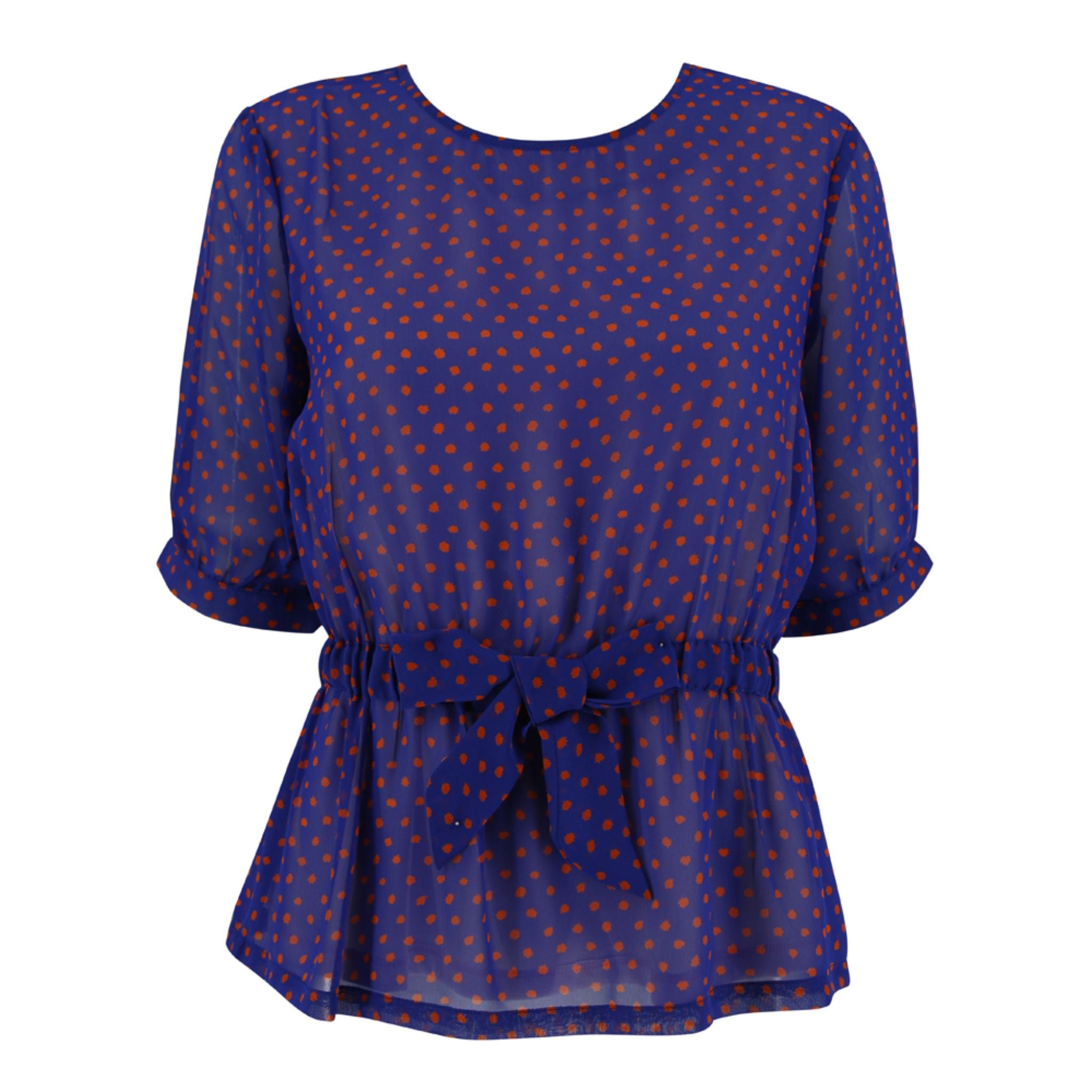 FIMI Women's Stretchy Elastic Waist Polka Dot Blouse - Soft Purple Floral Print Tunic Top for Casual Wear & Office Outfits