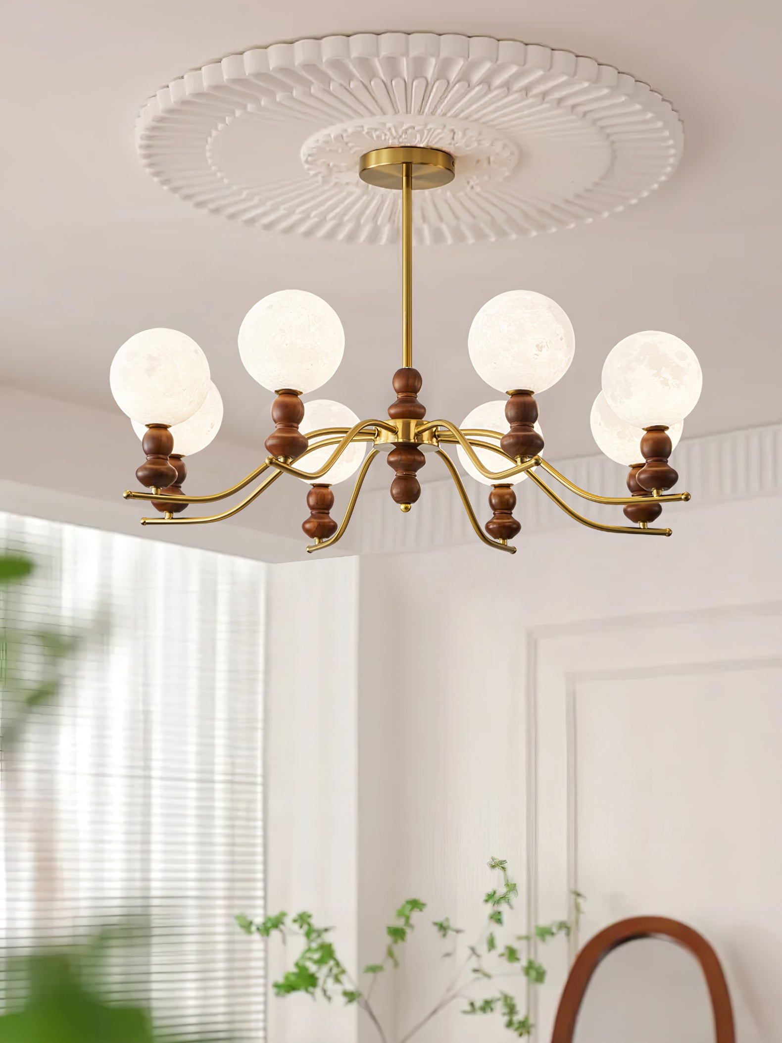 Moonlit Globe Chandelier - Elegant Crystal Glass Pendant Light Fixture for Dining Room, Bedroom & Living Room Decor | Perfect for Home, Wedding & Restaurant Lighting