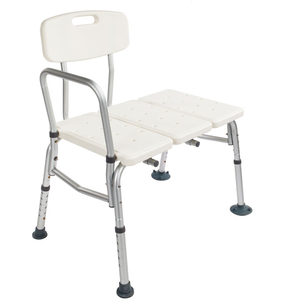 Adjustable Heavy Duty Transfer Bench for Bath & Shower Safety - Reversible Backrest Medical Shower Chair for Elderly & Disabled | Ideal for Bathroom Mobility Assistance & Post-Surgery Recovery