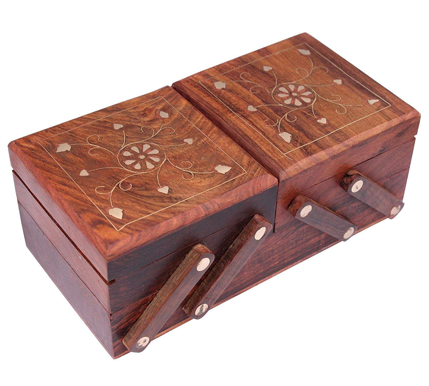 Hand Carved Wooden Jewelry Box for Women - 8 Inch Jewelry Organizer with Intricate Carvings | Perfect Gift for Birthdays, Anniversaries & Home Decor