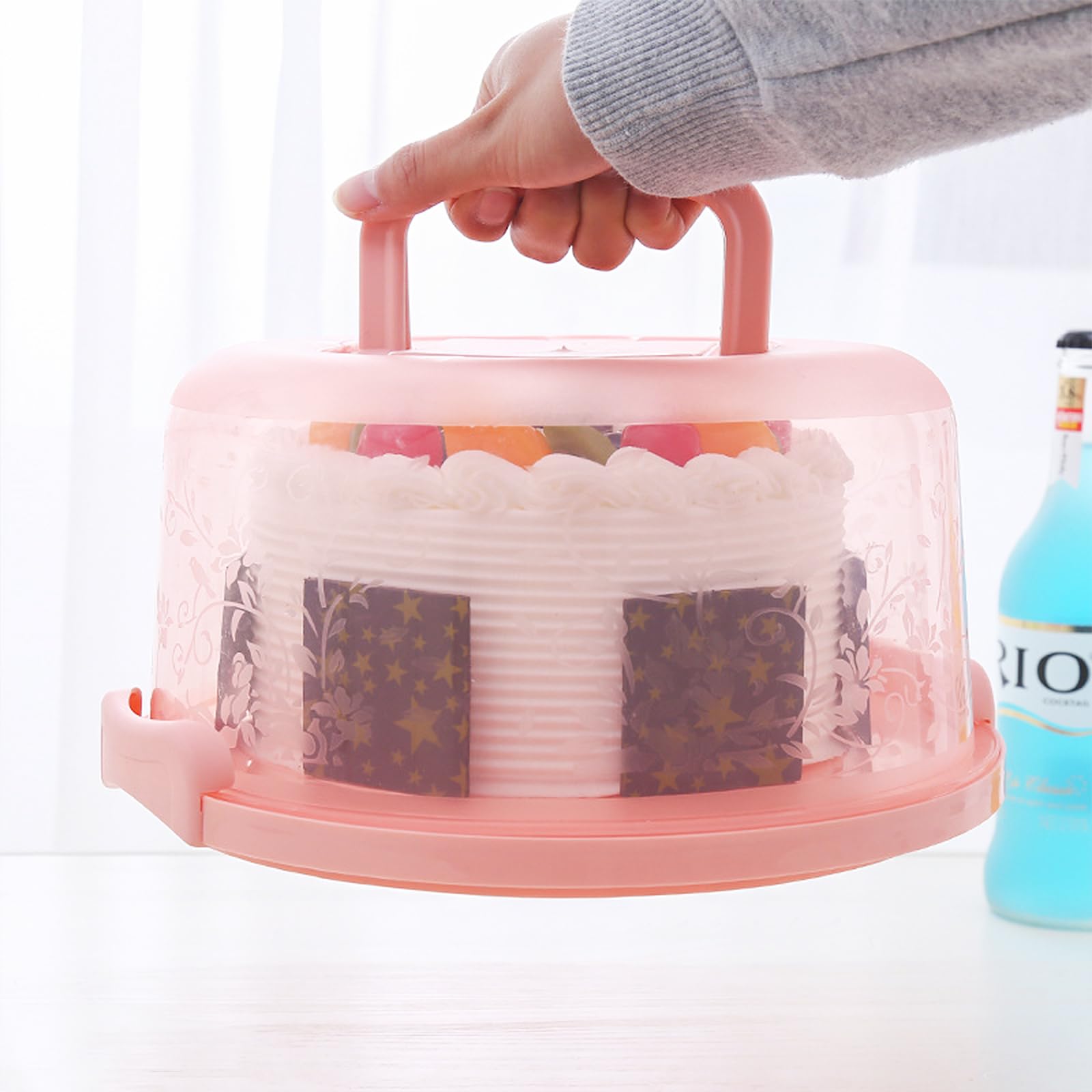 Amosfun 8-Inch Plastic Cake Storage Container with Lid & Handle - Portable PP Cake Box for Birthday, Wedding & Party Desserts - Perfect for Baking, Transporting & Storing Cakes