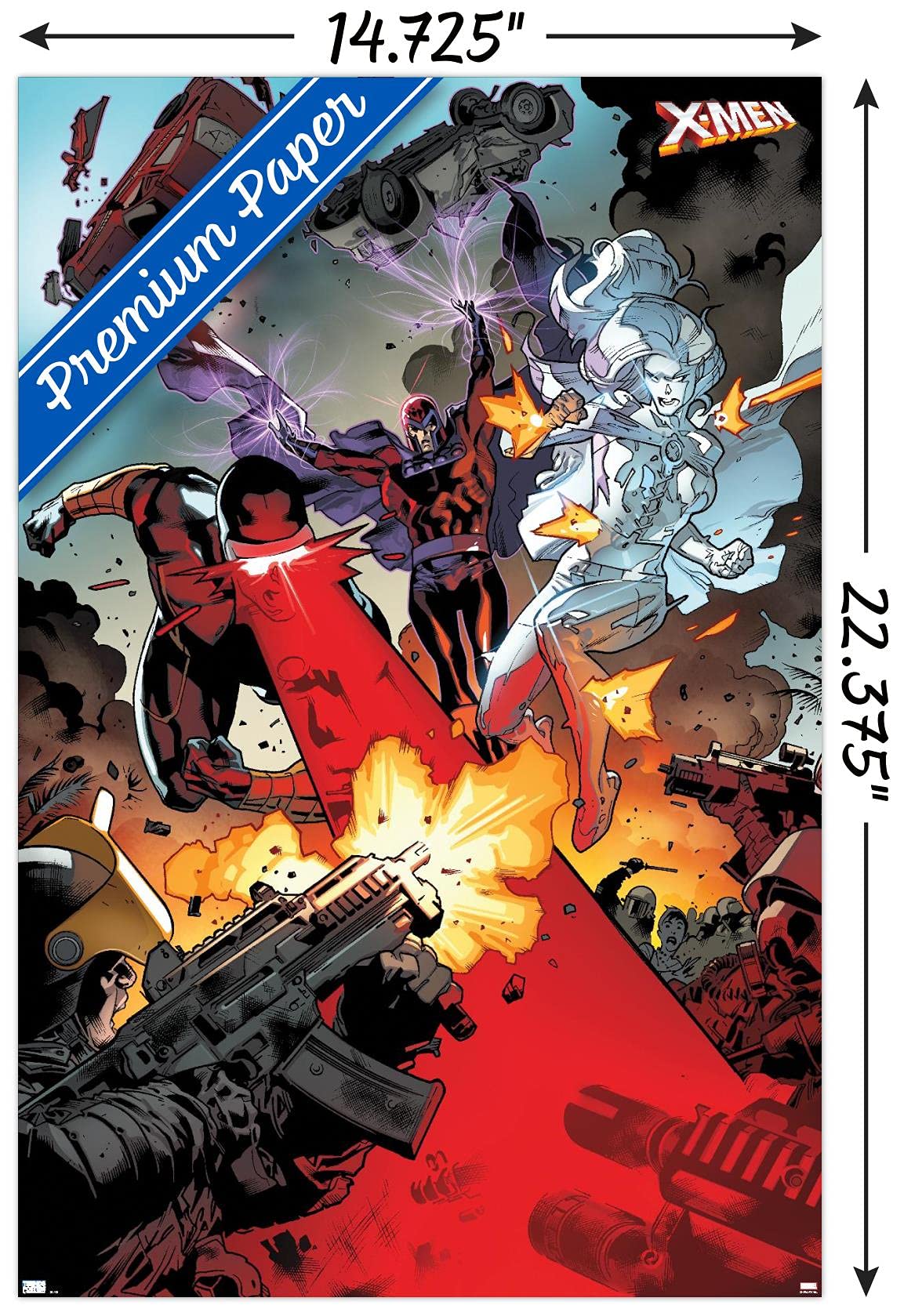 Marvel X-Men Comics Wall Poster Set - Cyclops, Magneto & Emma Frost Premium Art Print 22.4x14.7 Inches with Mounting Kit | Perfect for Home Decor, Game Room & Comic Book Lover Gifts