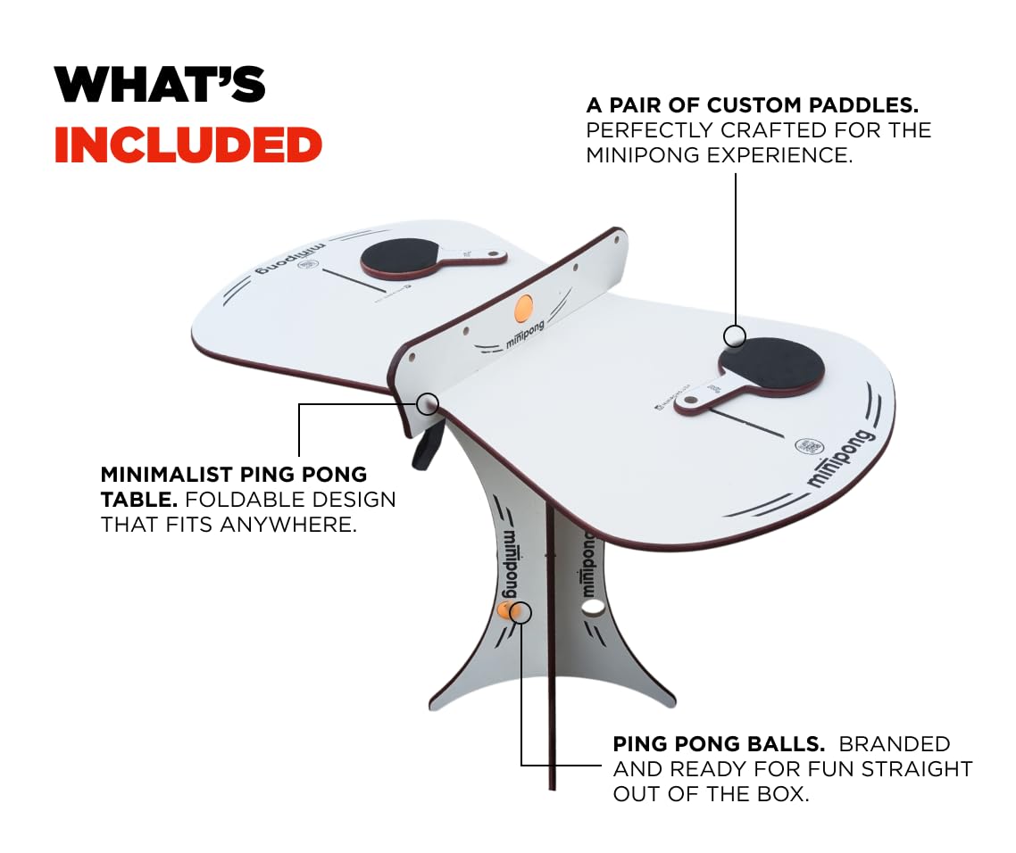 Foldable Mini Ping Pong Table - Portable Table Tennis Set for Indoor Games | Convertible Coffee Table for Living Room & Game Room | Perfect for Family Fun, Office Break Rooms & Small Spaces