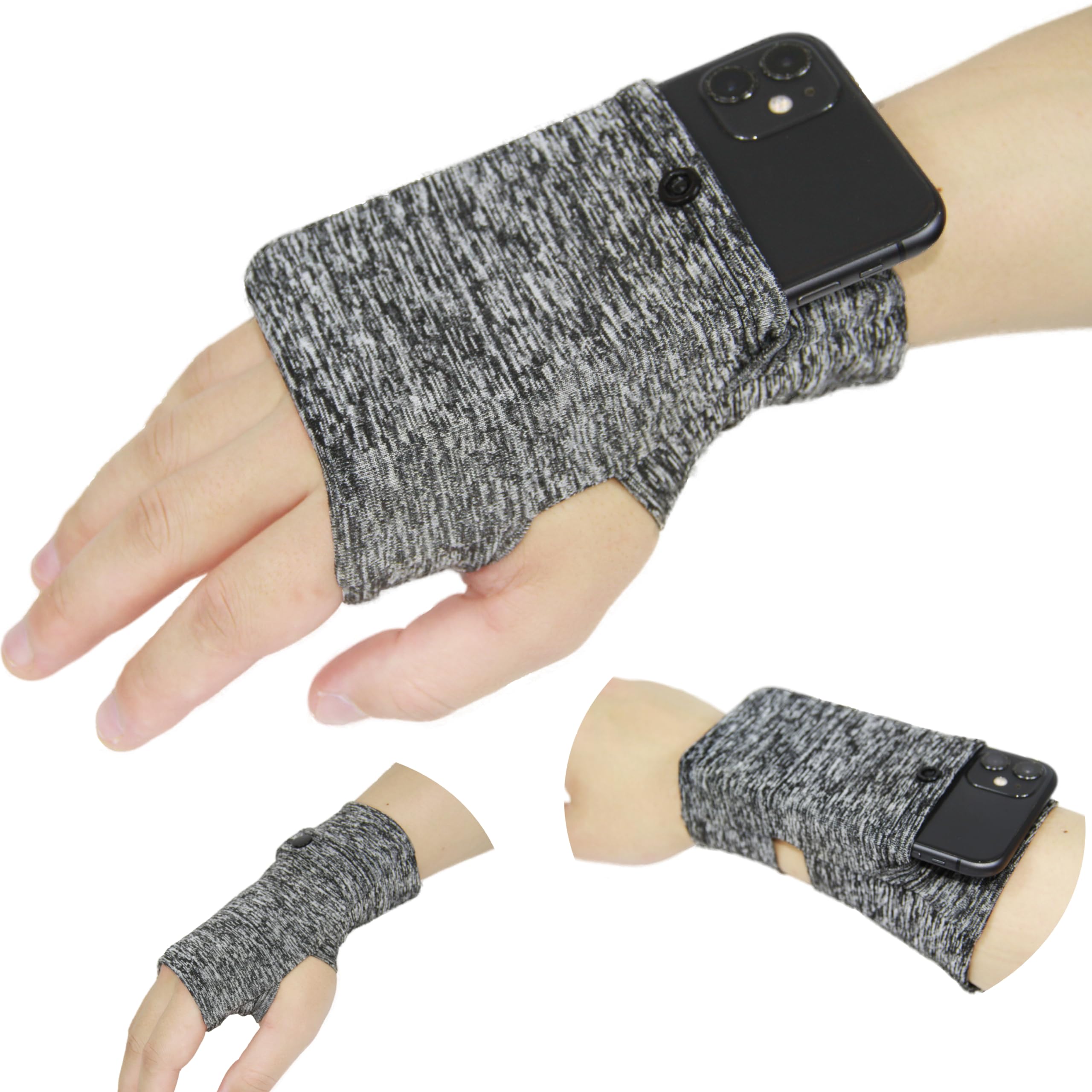 Running Armband for iPhone - Adjustable Phone Holder Wristband Pouch for Workout, Walking & Hiking - Grey Large (Right Arm) | Secure Hands-Free Fitness Accessory for Jogging, Gym & Outdoor Activities