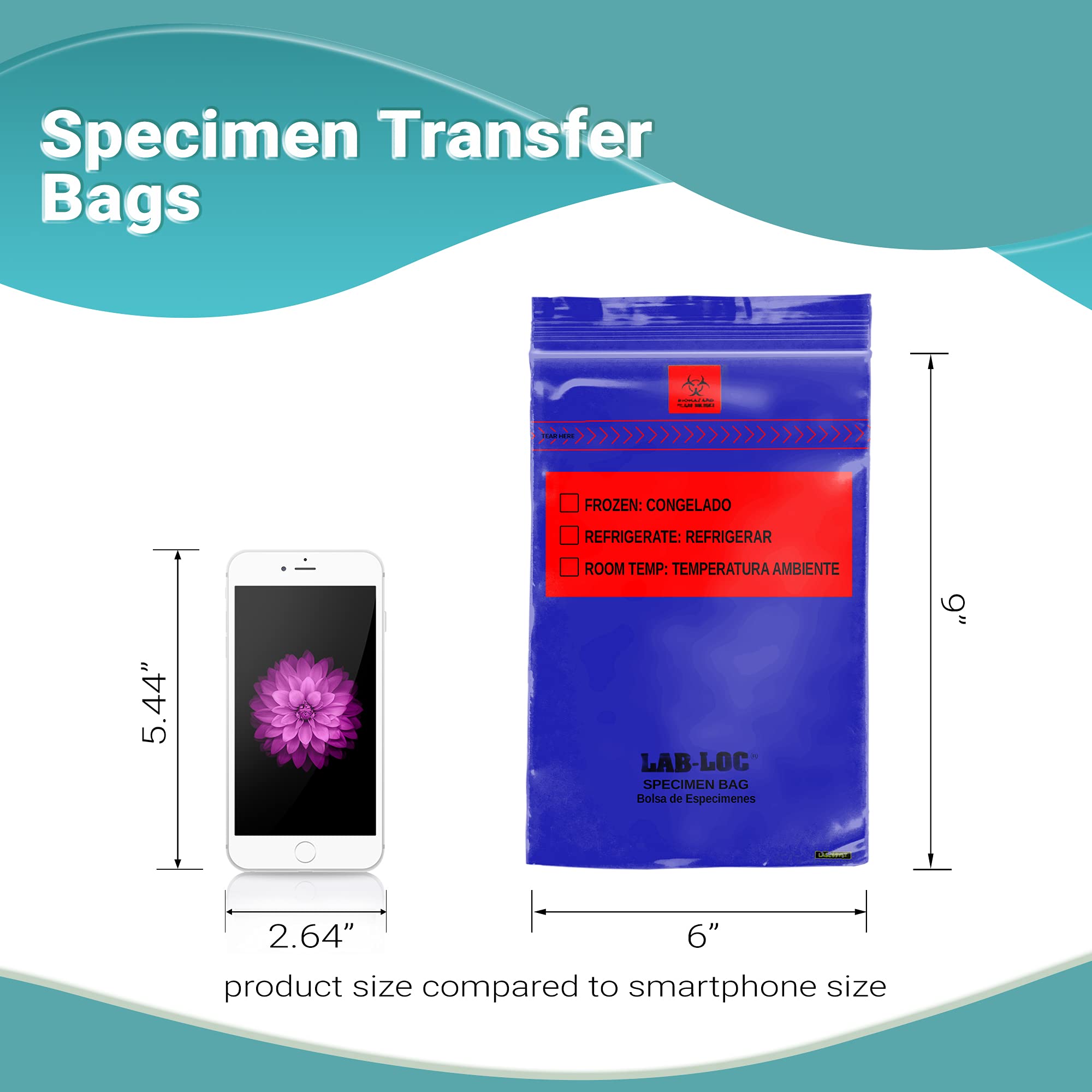 1000 Pack 6x9 Inch Blue Specimen Transfer Bags - 1.75 Mil Low Density Polyethylene with Removable Biohazard Symbol - Medical Grade Plastic Bags for Hospitals, Clinics & Laboratories - Ideal for Specimen Collection, Waste Disposal & Healthcare Needs
