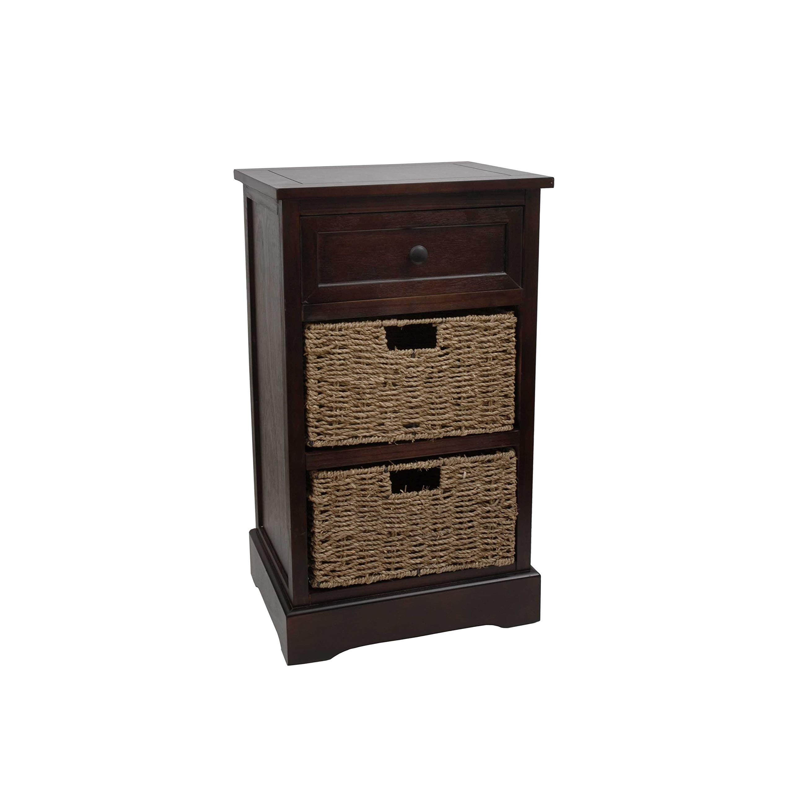 Decor Therapy FR1471 Walnut Side Table with Storage - Multi-Functional End Table for Living Room, Bedroom & Office - Perfect for Organizing Books, Blankets & Home Decor