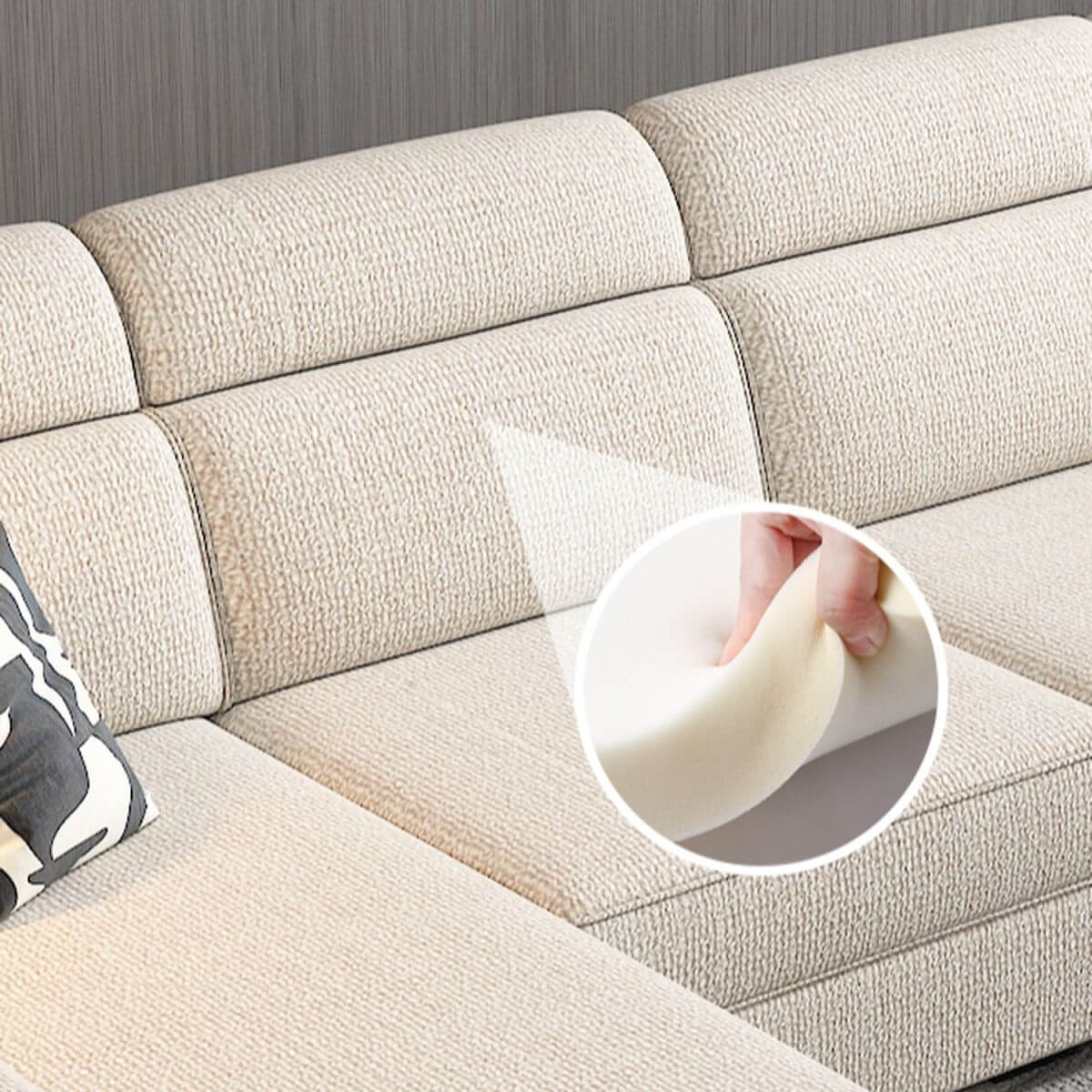 L-Shaped & Straight Sofa Chaise Couch with Concealed Support & Pine Wood Frame - Perfect for Living Room, Lounge, and Home Theater Seating