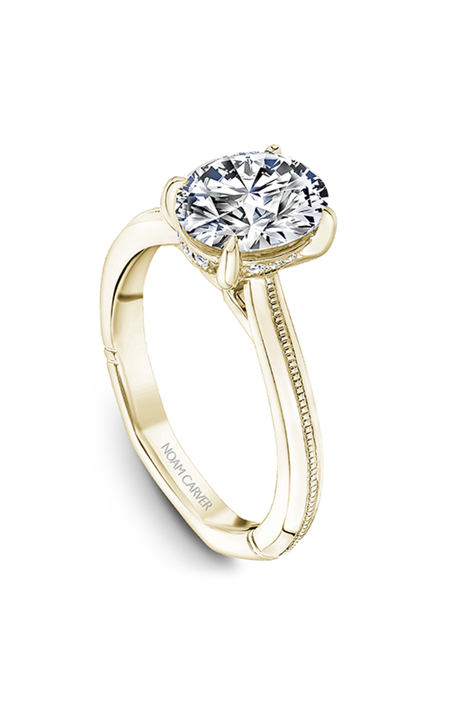 Noam Carver Atelier A006 02YA Diamond Engagement Ring - 14K White Gold Vintage Style Wedding Band for Women, Perfect for Proposals & Anniversary Gifts