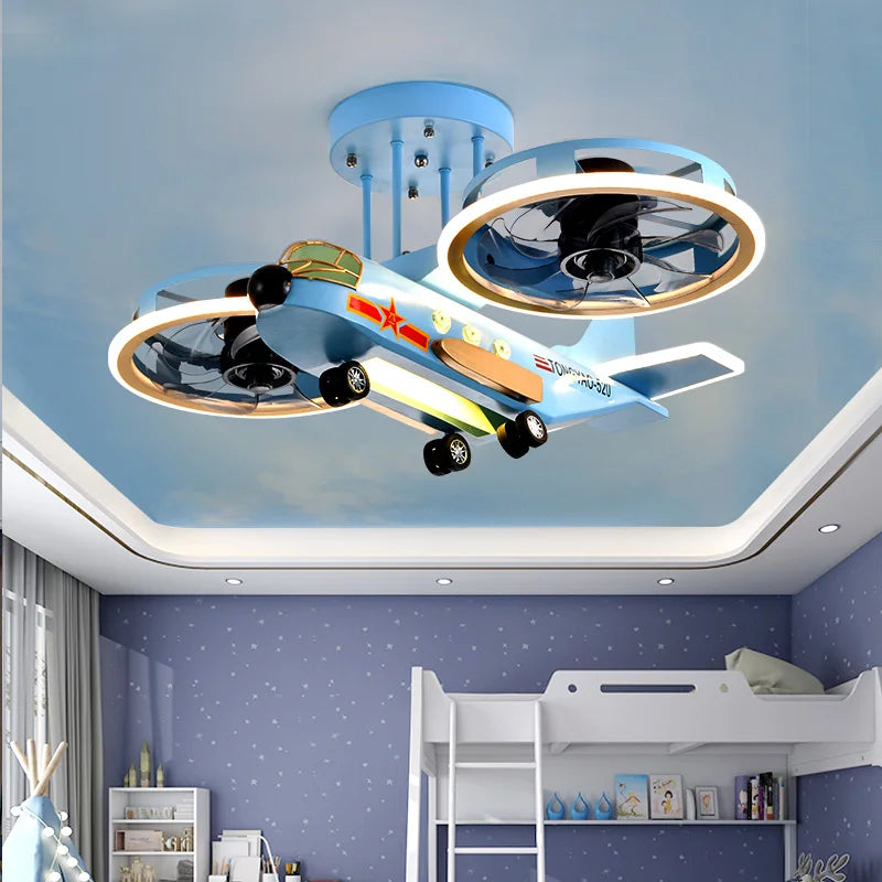 Kids Airplane Night Light with Dual Cooling Fans - Perfect for Nursery, Bedroom & Playroom Decor