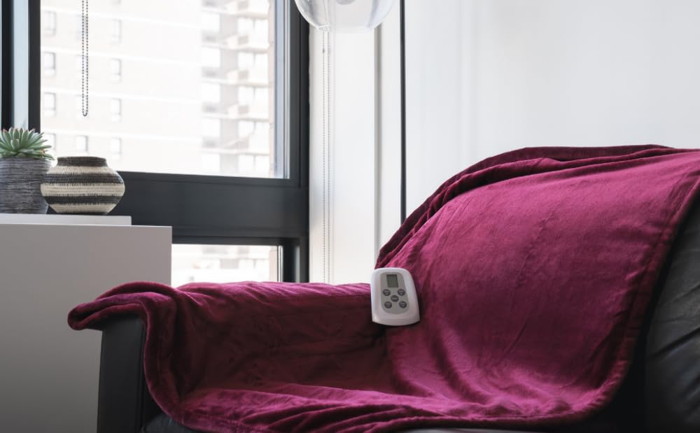 Westerly Twin Size Electric Heated Blanket - Soft & Cozy Garnet Warming Blanket for Cold Nights | Perfect for Bed, Couch & Winter Relaxation