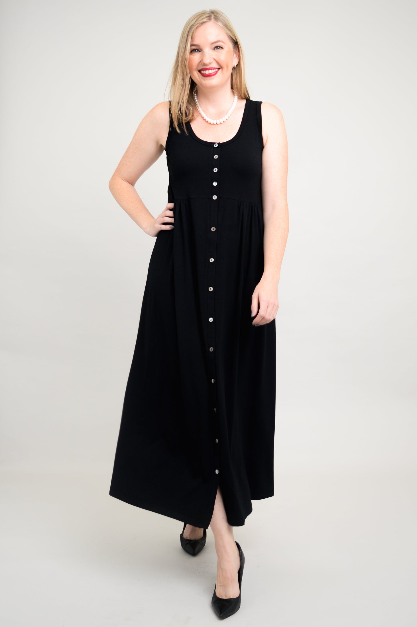 Liane Sleeveless Dress for Women - Soft Bamboo Fabric Summer Dress in Black | Perfect for Beach Vacations, Date Nights & Casual Outings