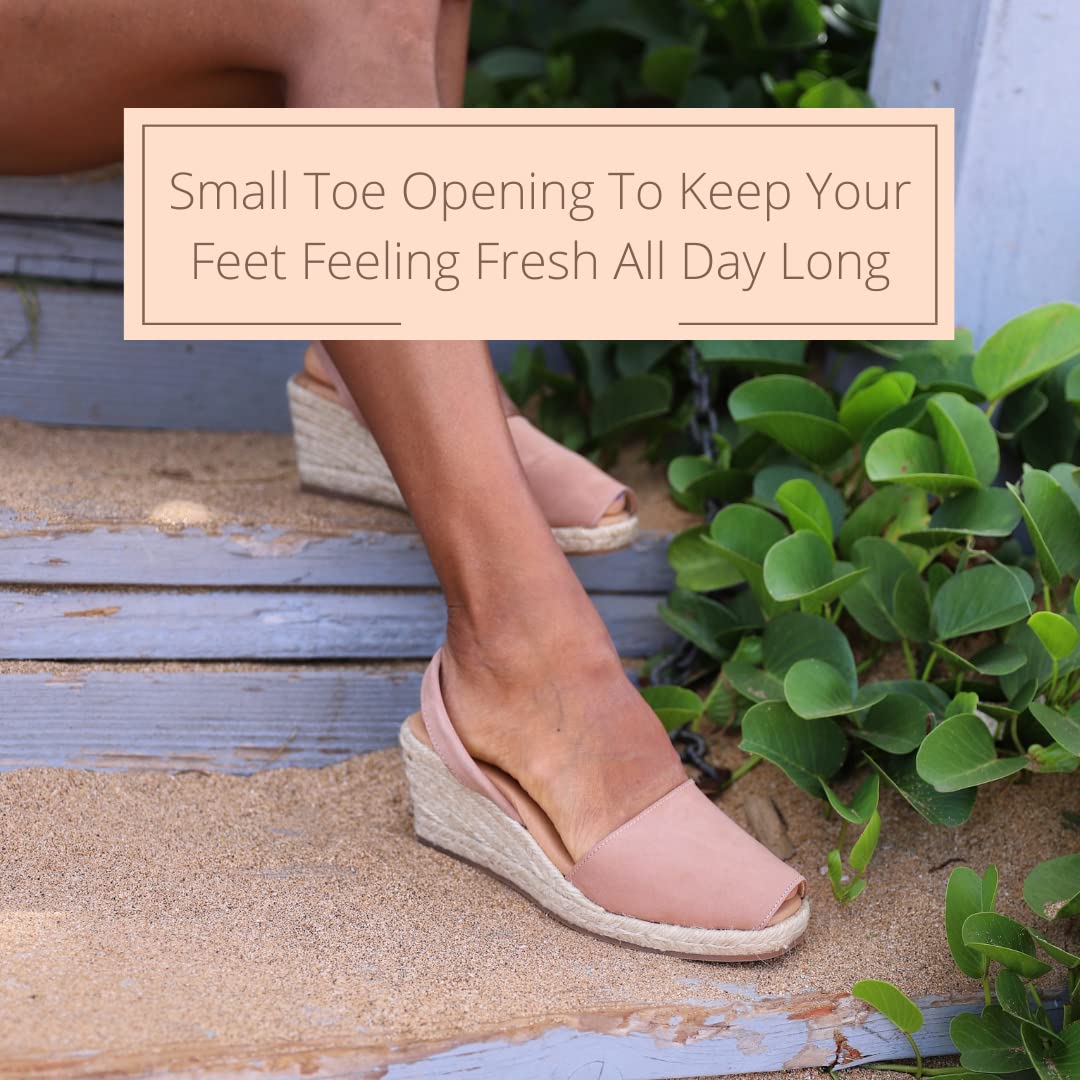 Women's Soft Leather Peep Toe Espadrille Wedge Sandals - Comfortable Summer Slip-On Shoes for Casual Outfits & Beach Vacations | Perfect for Weddings, Parties, and Everyday Wear