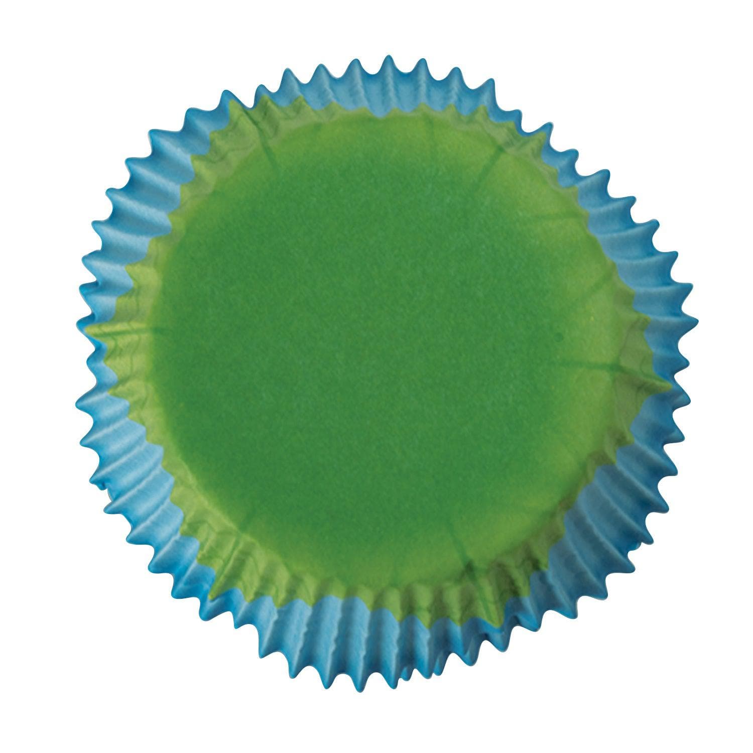 Premium Blue & Green Petal-Cut Standard Size Cupcake Wrappers - Bulk Pack of 100 for Baking, Parties & Special Events