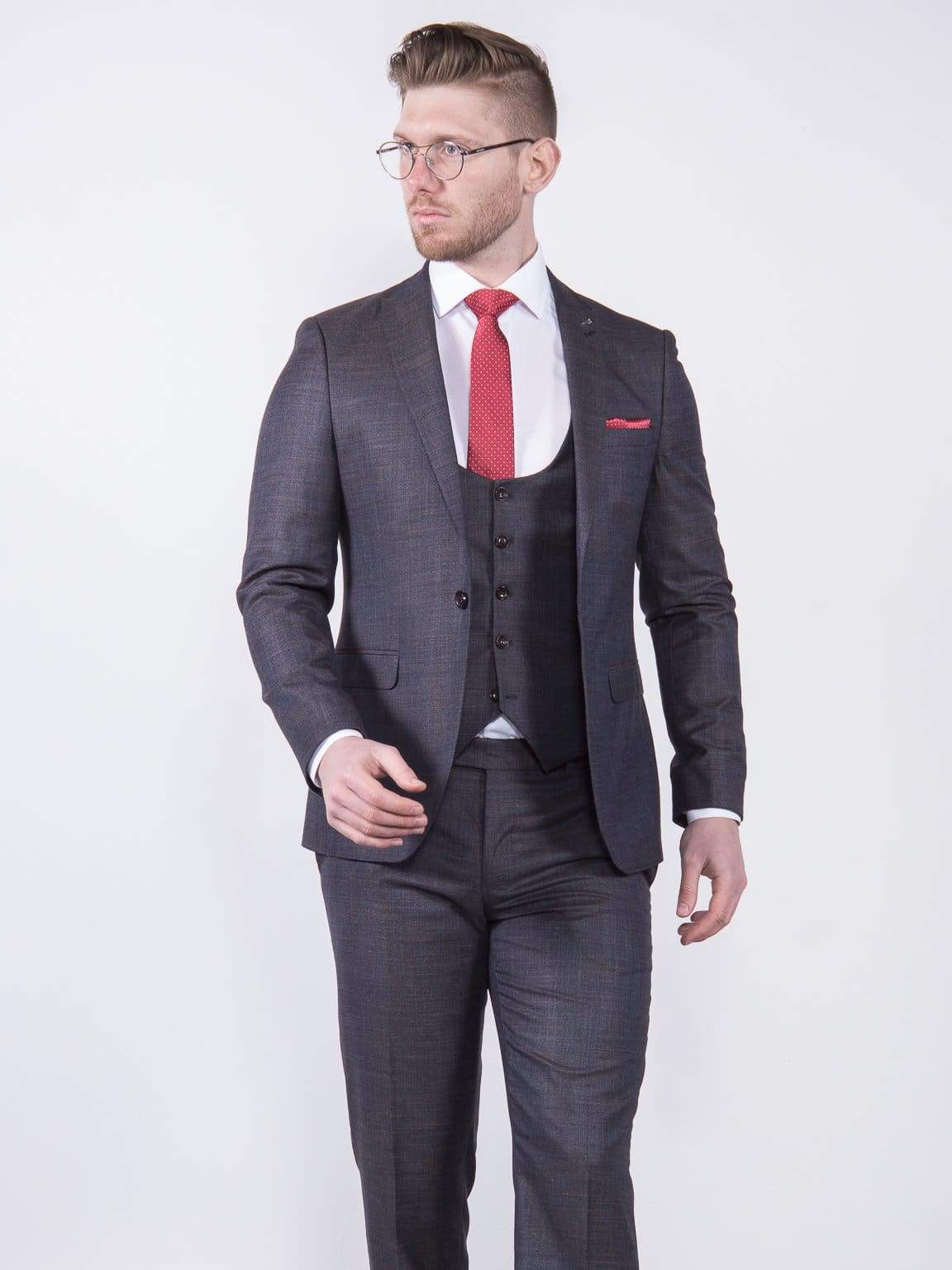 Galbani Men's 3-Piece Slim Fit Italian Style Brown Suit - Perfect for Weddings, Business Meetings & Formal Events