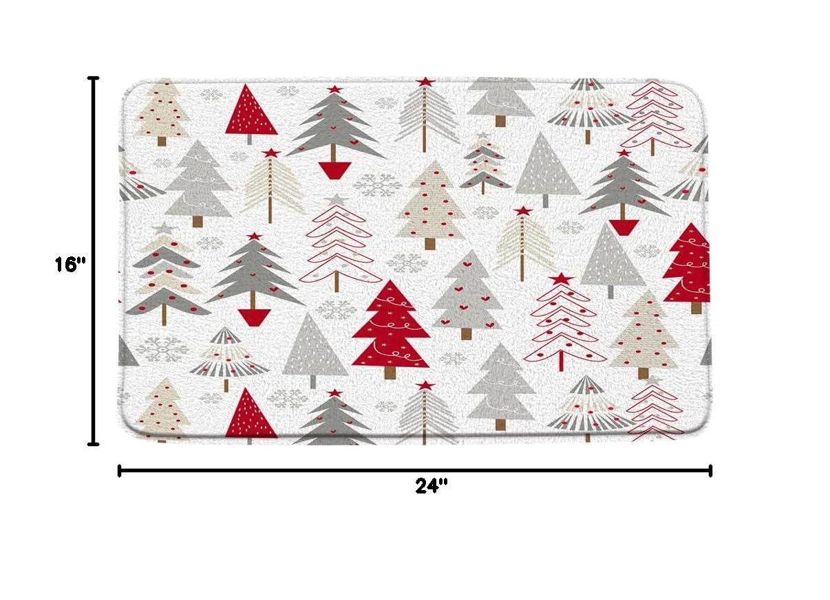 GCTNBJL Christmas Tree Bath Mat - Absorbent Holiday Bathroom Rug with Snowflake & Abstract Design for Winter, Xmas, New Year - Perfect for Kitchen, Toilet & Entryway Decor