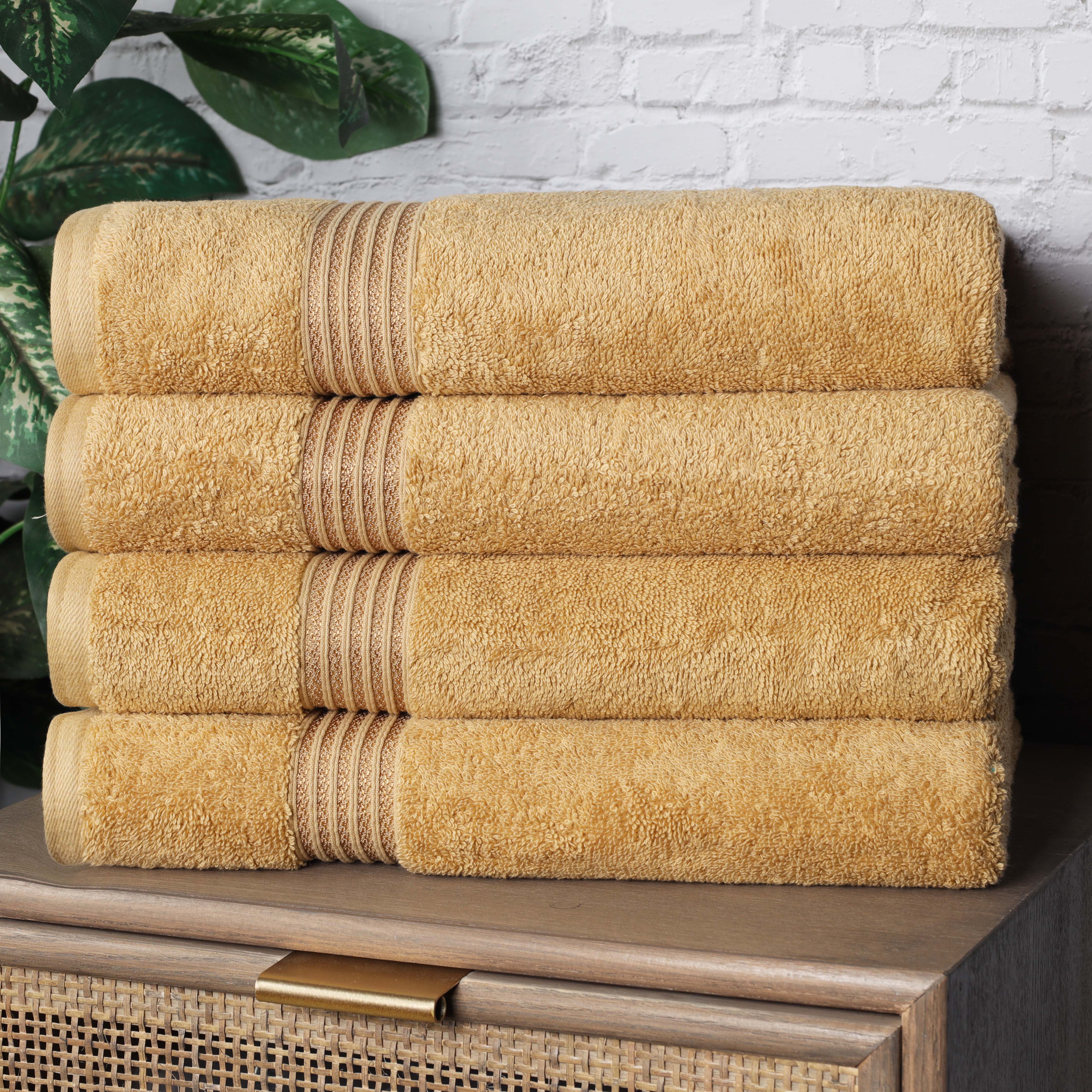 Premium Egyptian Cotton Bath Towel Set of 4 - Ultra Soft & Highly Absorbent Luxury Towels for Spa, Bathroom & Beach Use