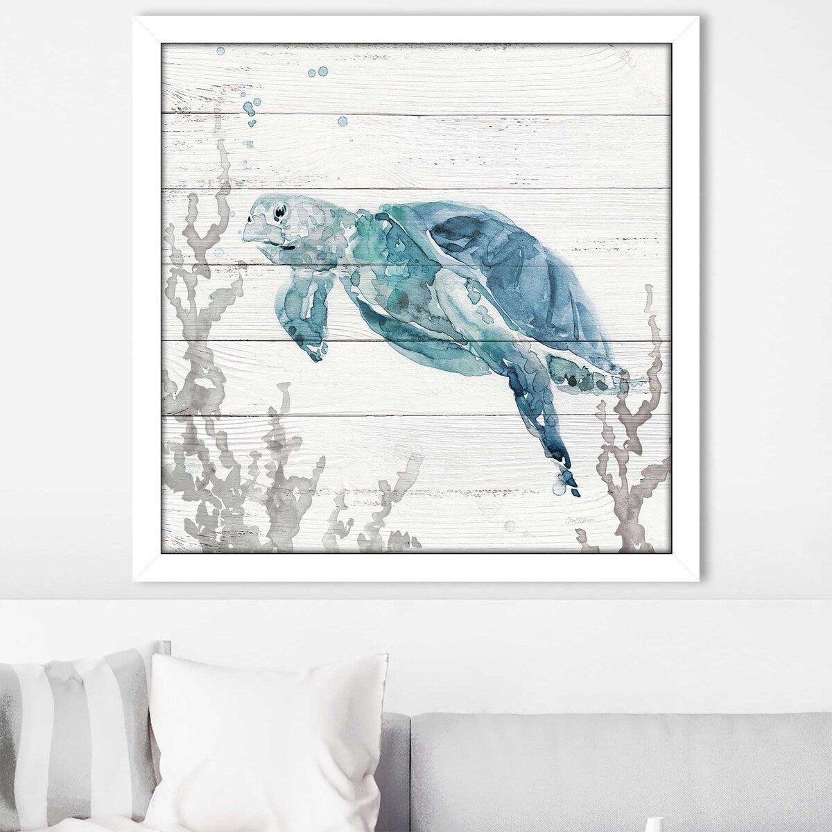 Carol Robinson Aqua Turtle II Acrylic Wall Art Print - Vibrant Underwater Turtle Decor for Living Room, Bedroom & Office