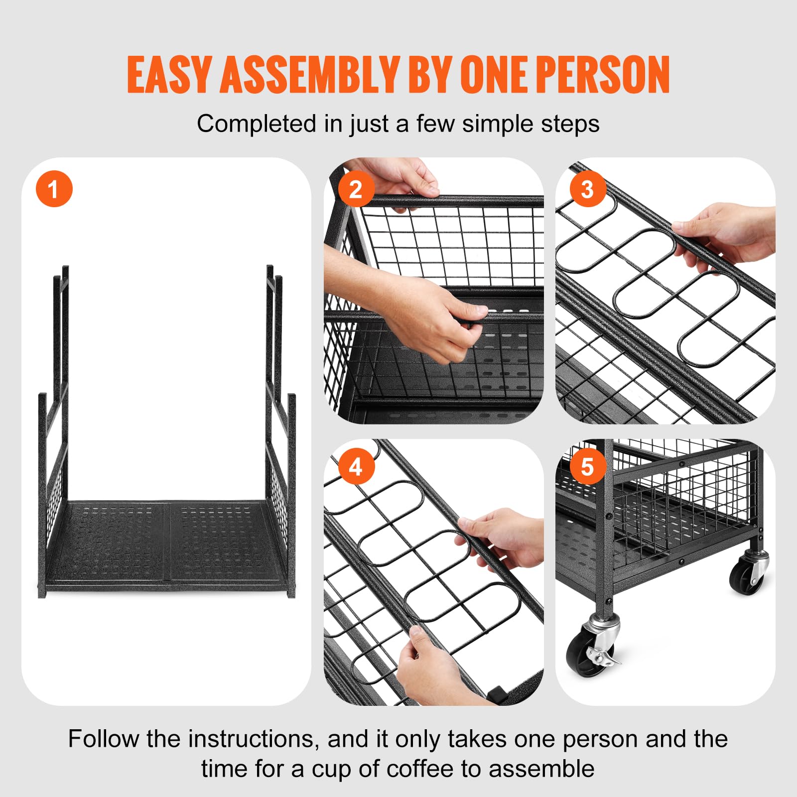 VEVOR 16-Slot Garden Tool Organizer with Hooks & Wheels - Heavy Duty Metal Yard Tool Tower Rack for Garage, Shed & Outdoor Storage - Perfect for Long-Handled Tools, Rakes & Brooms - Ideal for Home, Farm and Garden Organization