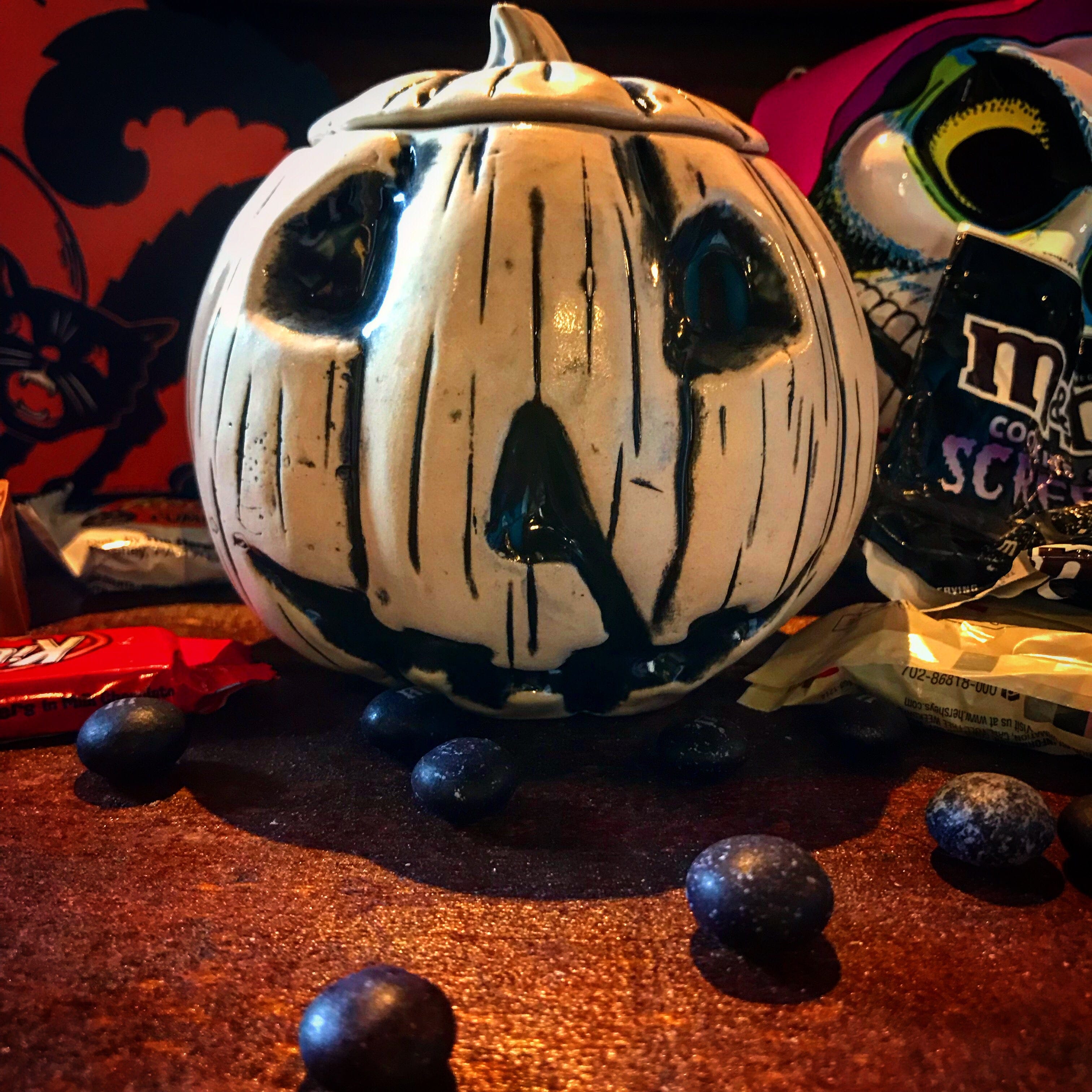 Halloween Tiki Mug (Beyond Fest Black) - Spooky Ceramic Cup for Halloween Parties, Themed Events & Tropical Drink Serving