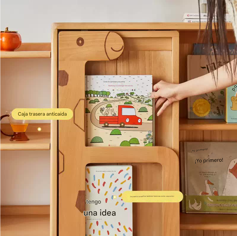 Sturdy Oak Solid Wood Multi-Layer Kids Bookcase - Durable Children's Bookshelf for Bedroom, Nursery & Playroom Organization
