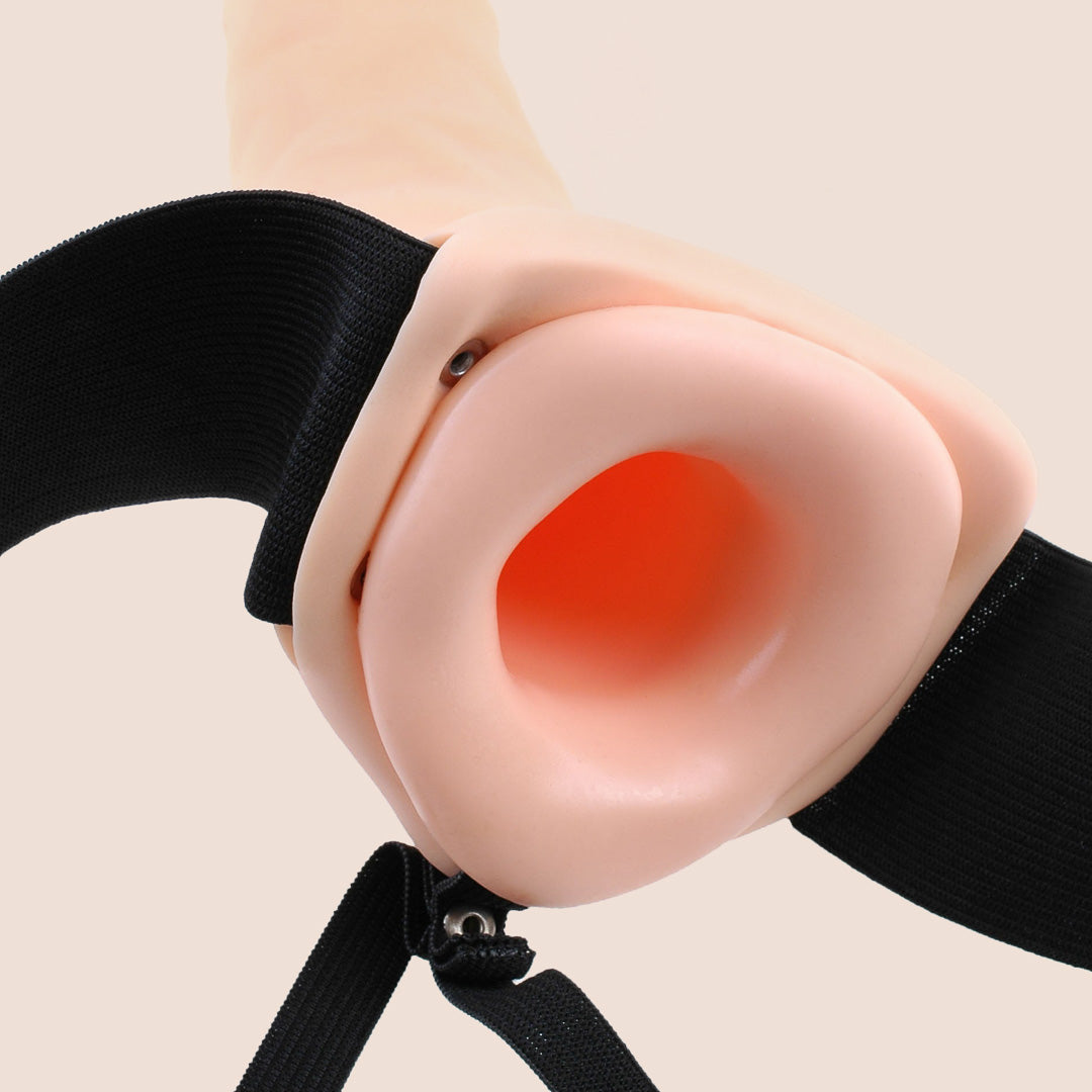 Fetish Fantasy 8 Vibrating Hollow Strap-On Dildo with Comfortable Elastic Harness - Perfect for Couples Play, Role Reversal & LGBTQ+ Intimacy