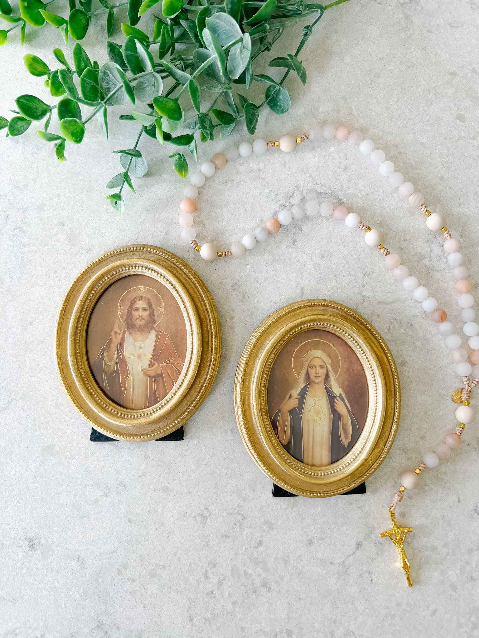 Sacred Heart & Immaculate Heart Framed Religious Art Set - Catholic Home Decor for Wall, Prayer Room & Church Altar