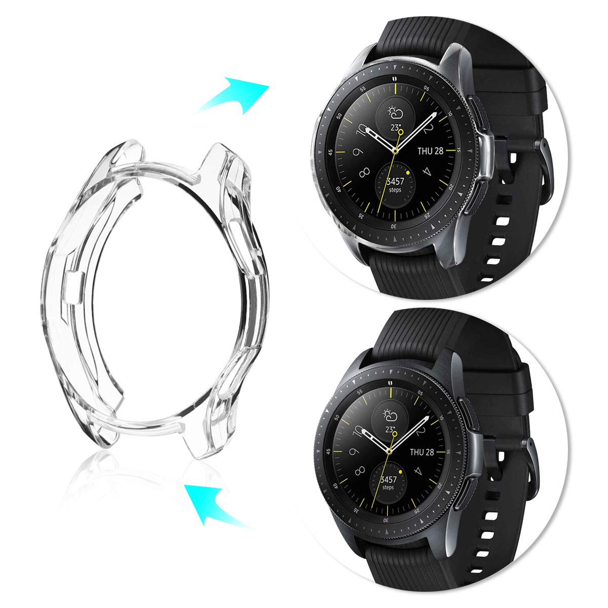 UKCOCO 3-Pack Smart Watch Case Cover - Durable Metal Frame Protector for Apple Watch & Samsung Galaxy Watch - Perfect for Workouts, Outdoor Activities & Daily Wear Protection