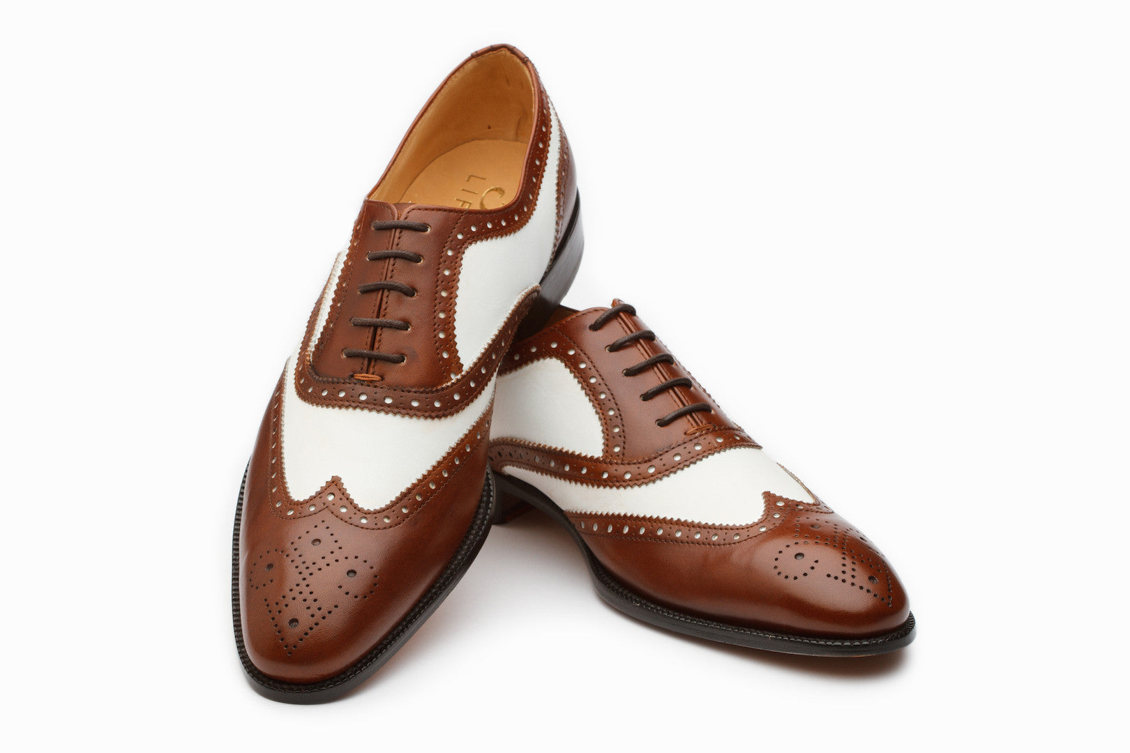 Men's Spectator Wingtip Oxford Shoes in Brown & White - Classic Two-Tone Dress Shoes for Business, Office & Formal Events