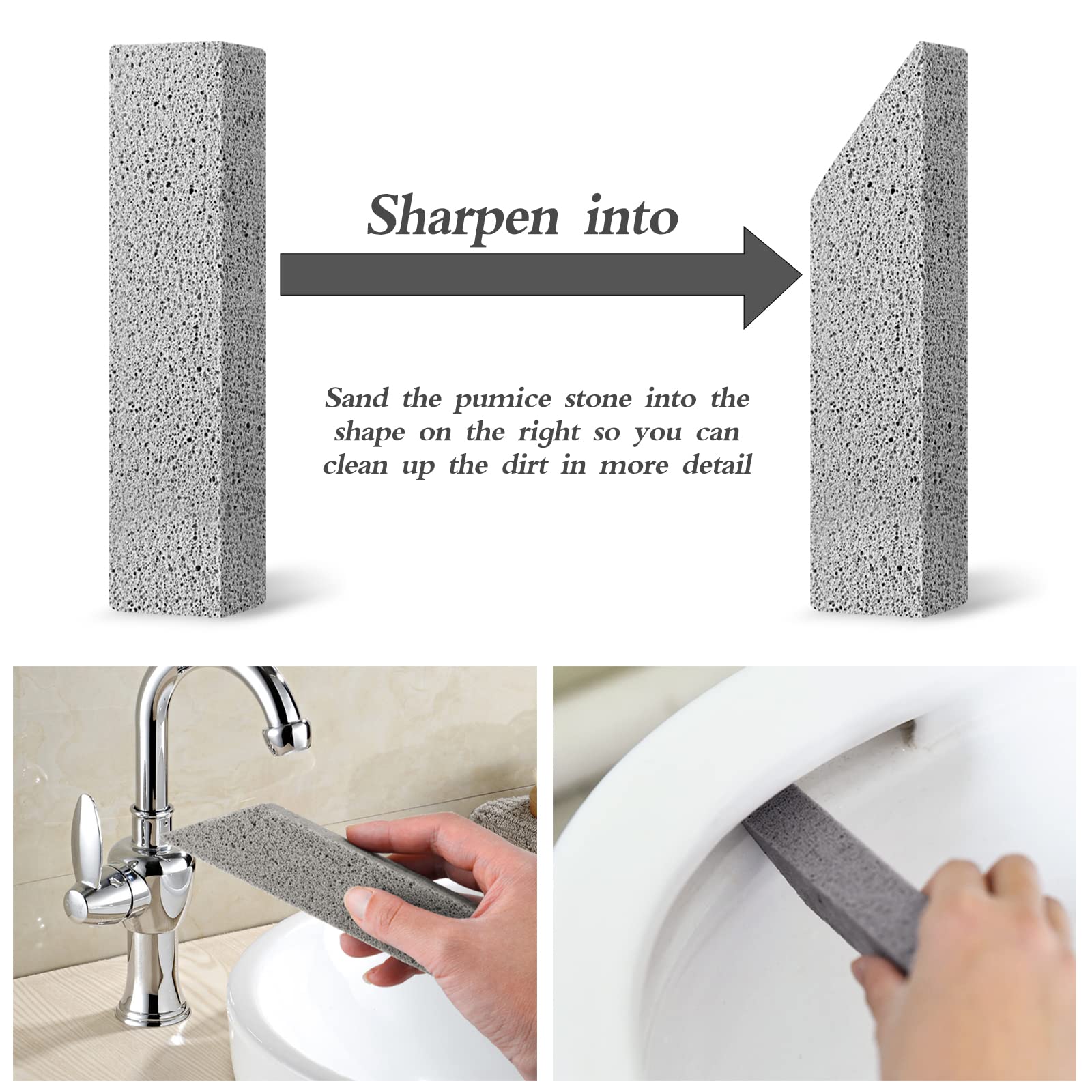 6 Pack Pumice Stone for Toilet Cleaning - Powerfully Removes Hard Water Rings, Calcium Buildup & Stains - Safe for Toilets, Bathtubs, Kitchen Sinks & Grills - Perfect for Deep Cleaning Bathroom Fixtures & Outdoor BBQ Tools