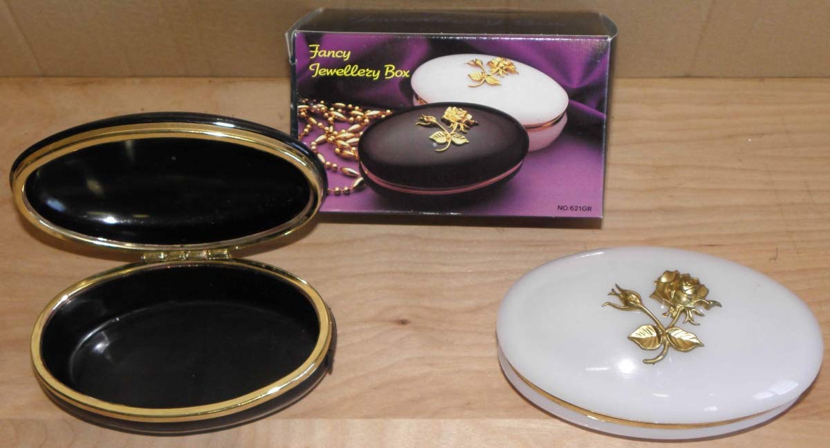 Elegant Oval Jewelry Box with Rose Design - 12 Piece Set for Necklaces, Rings & Earrings | Perfect Gift for Women, Brides & Valentines Day